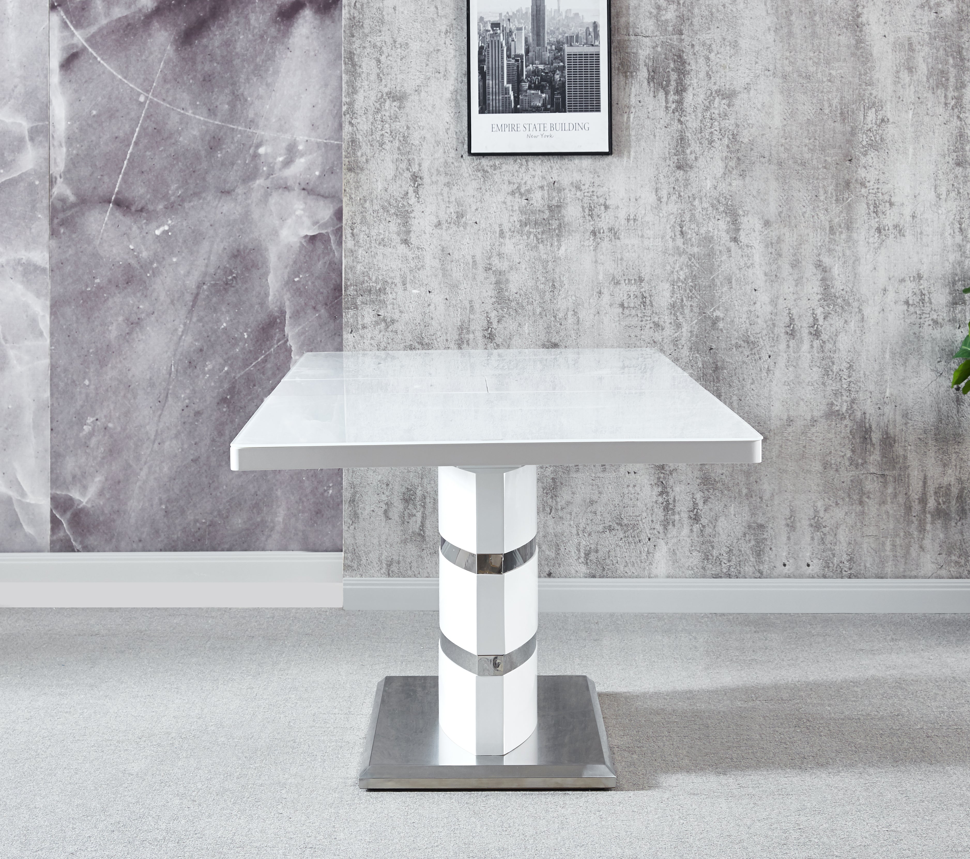 Extendable Printed Marble Top Dining Table