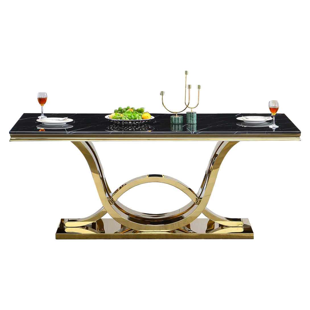 Solid Marble/ Tempered Glass Top Rectangular Dining Table