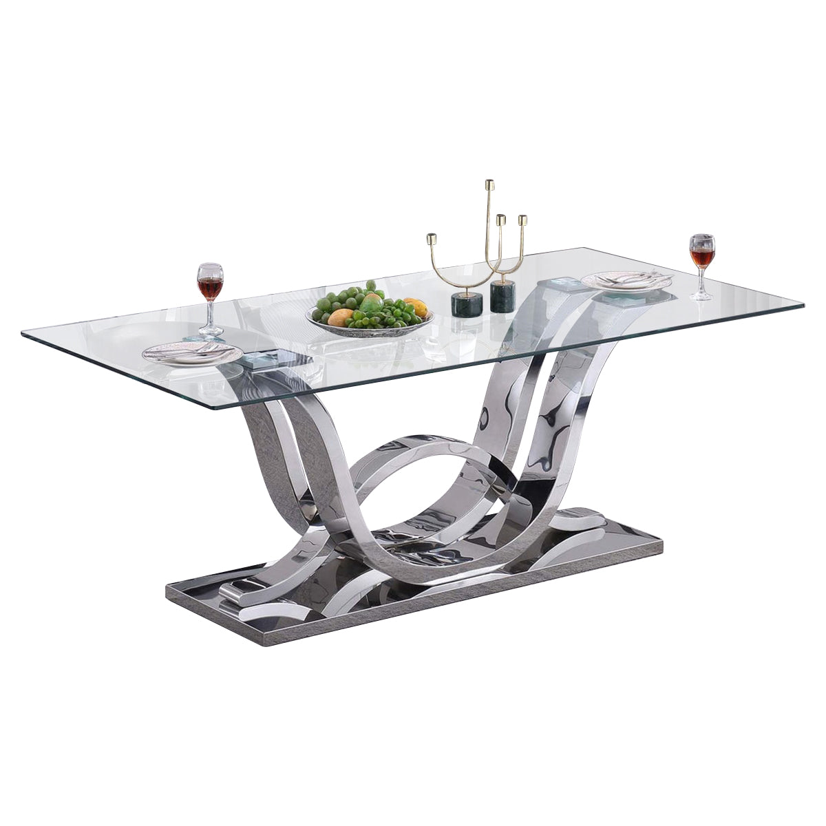 Solid Marble/ Tempered Glass Top Rectangular Dining Table
