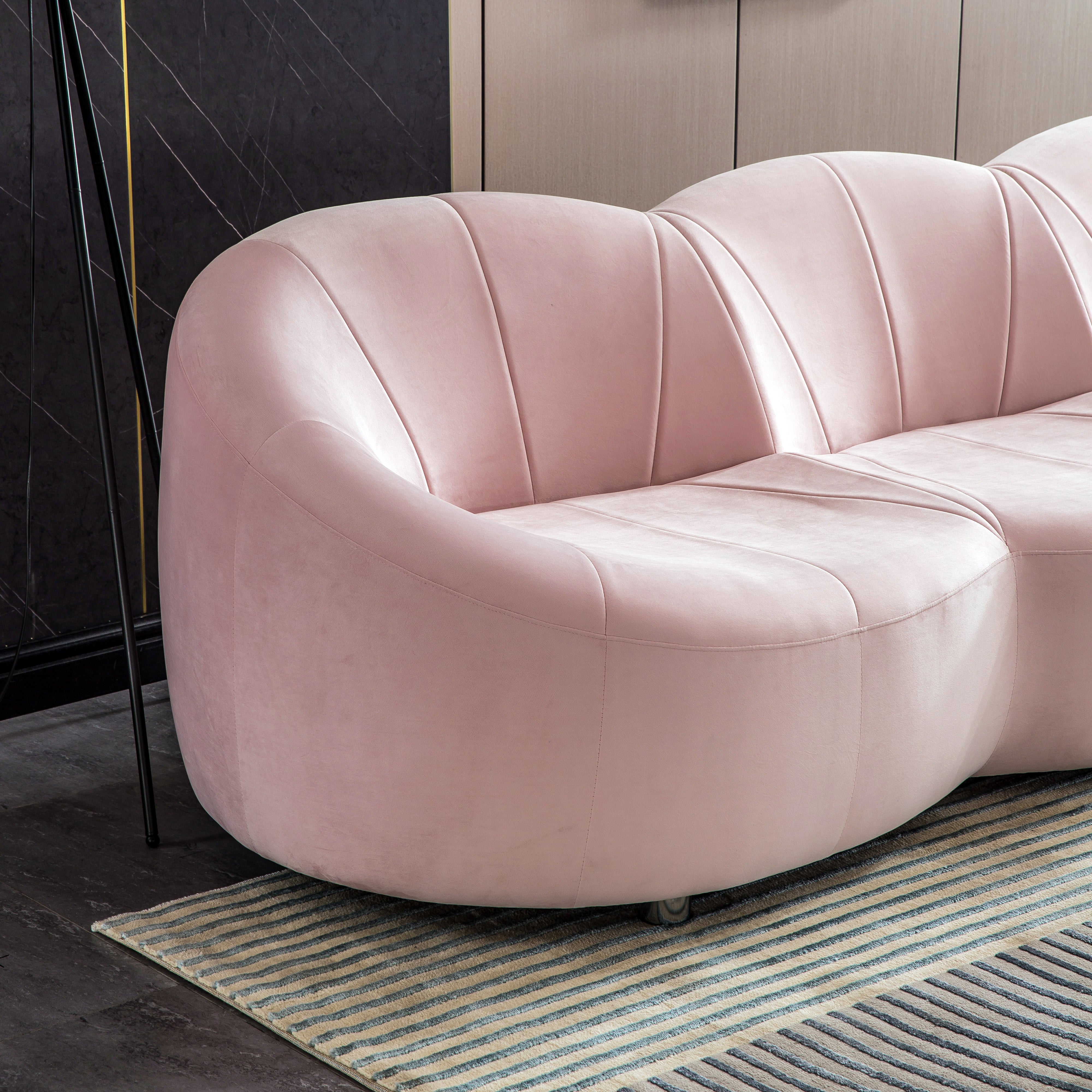 Luxurious Pink Velvet Sofa