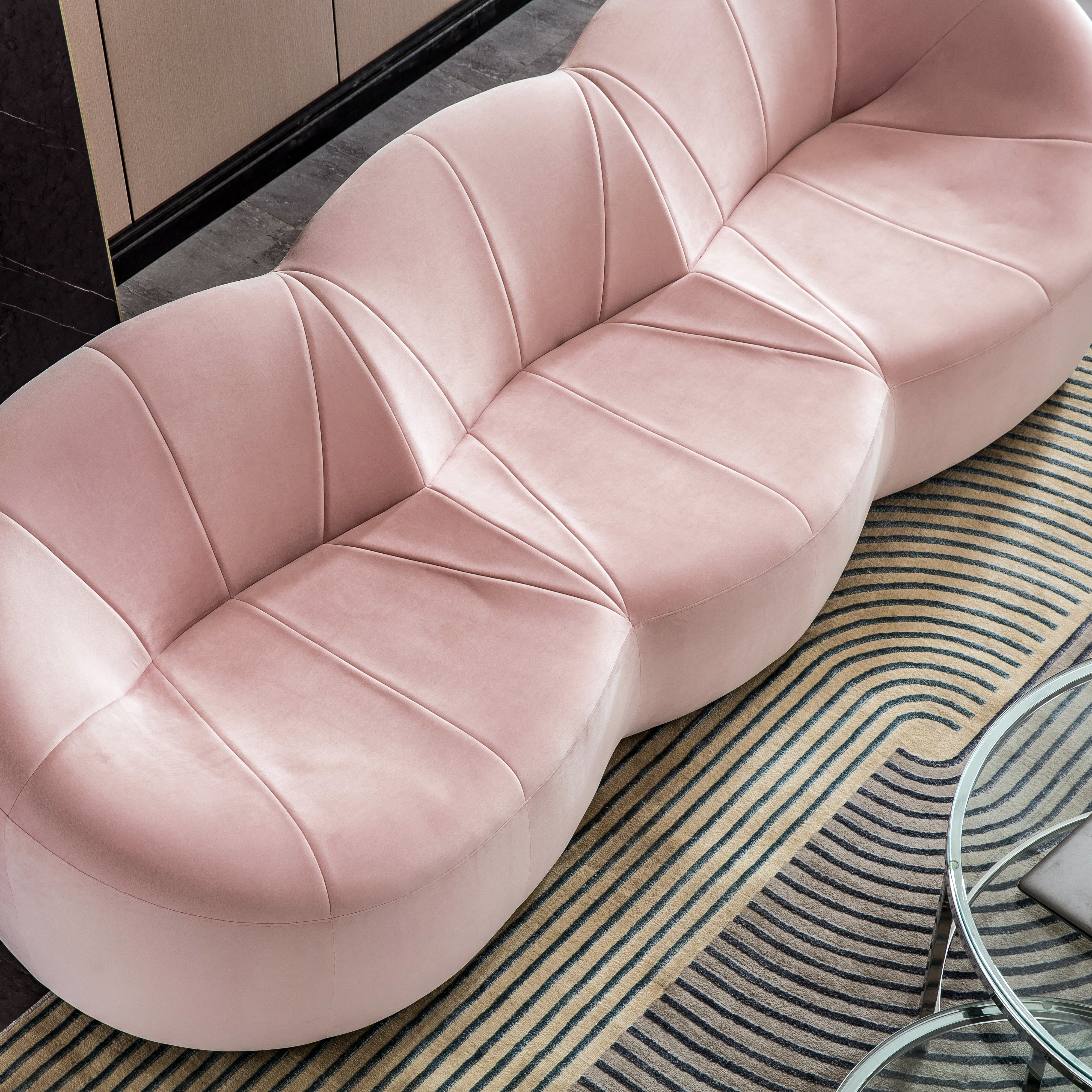 Luxurious Pink Velvet Sofa