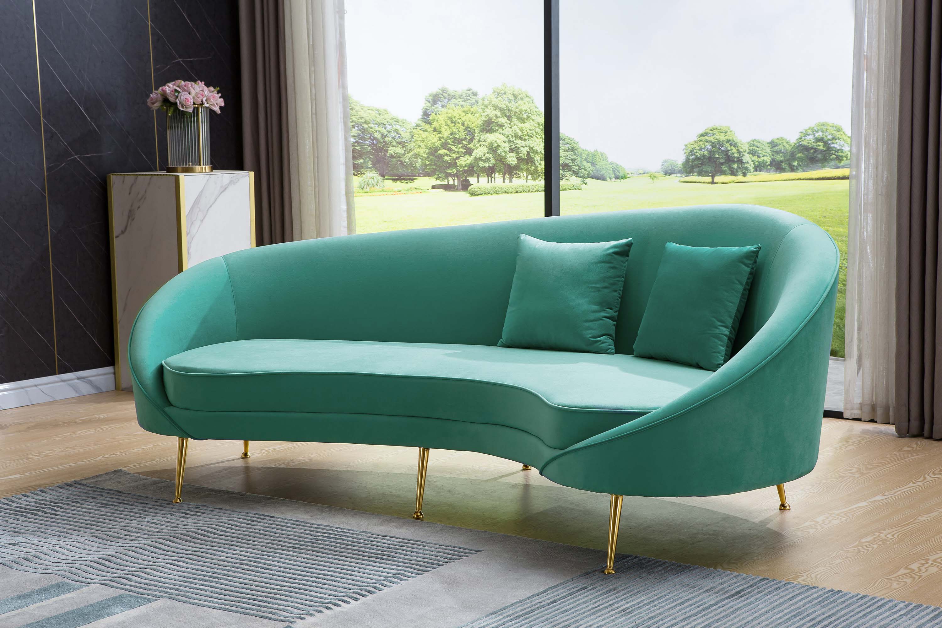 Luxurious Velvet Sofa with Solid Wood Structure