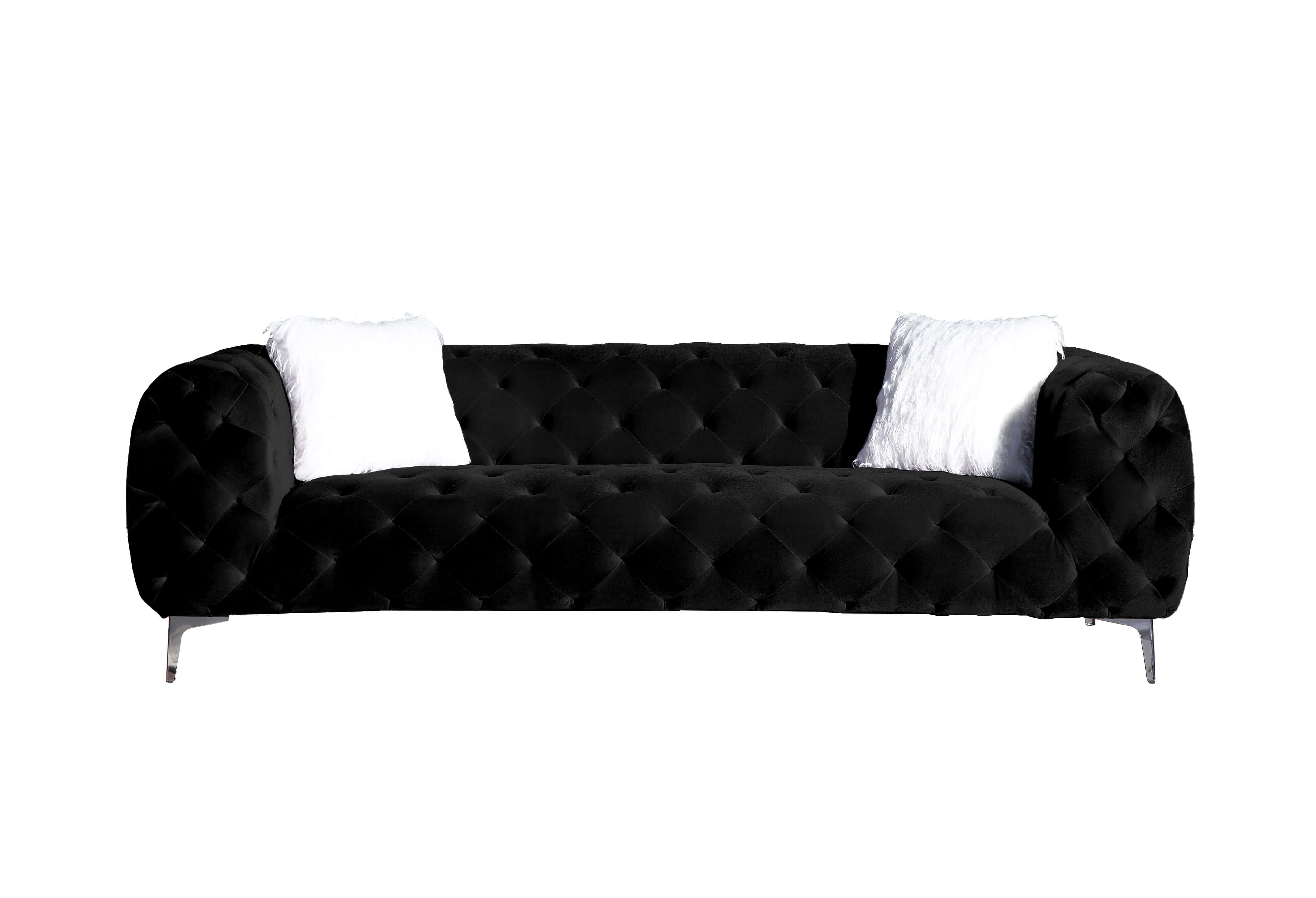 Modern Velvet Loveseat/ Sofa with Wood Frame and Metal Legs