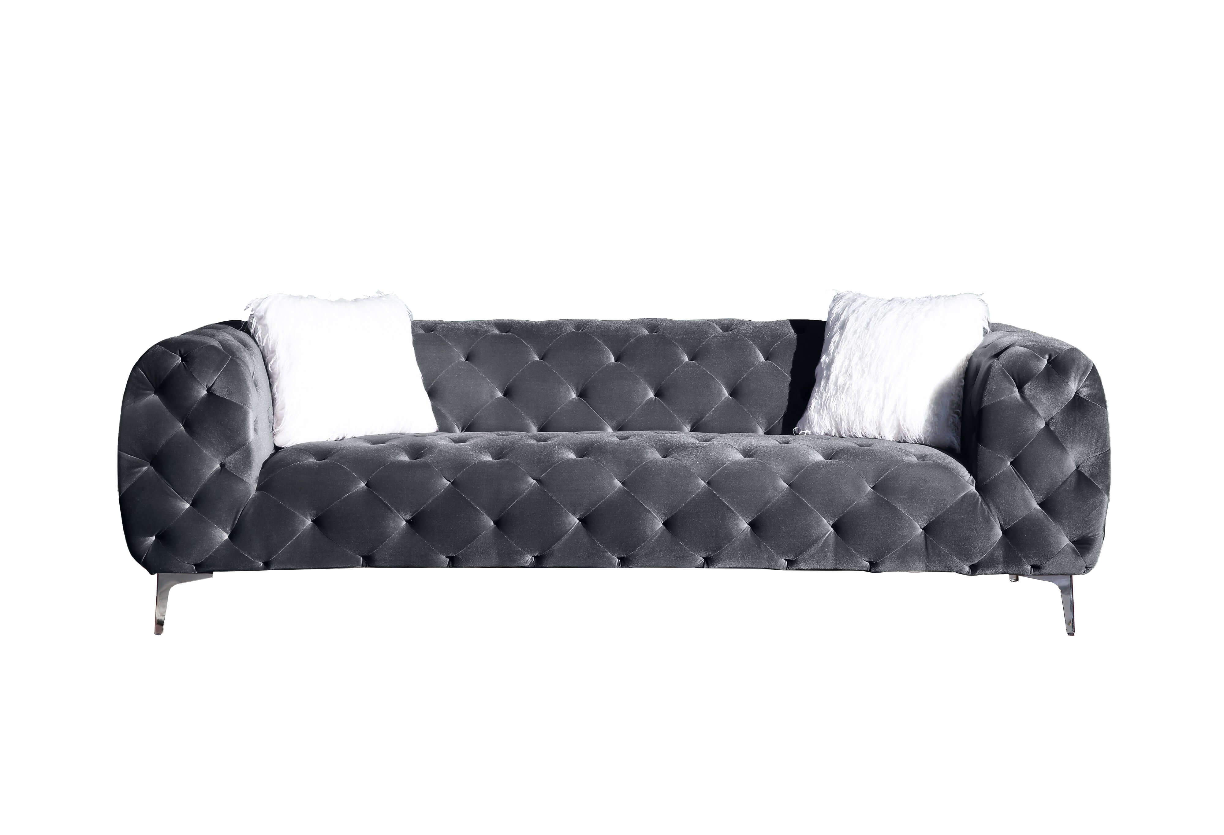 Modern Velvet Loveseat/ Sofa with Wood Frame and Metal Legs