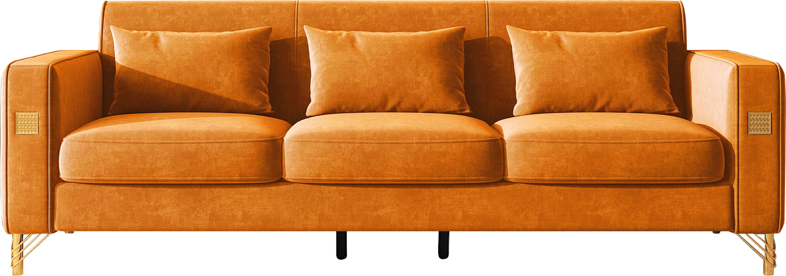 Velvet Loveseat/Sofa with Gold Metal Legs