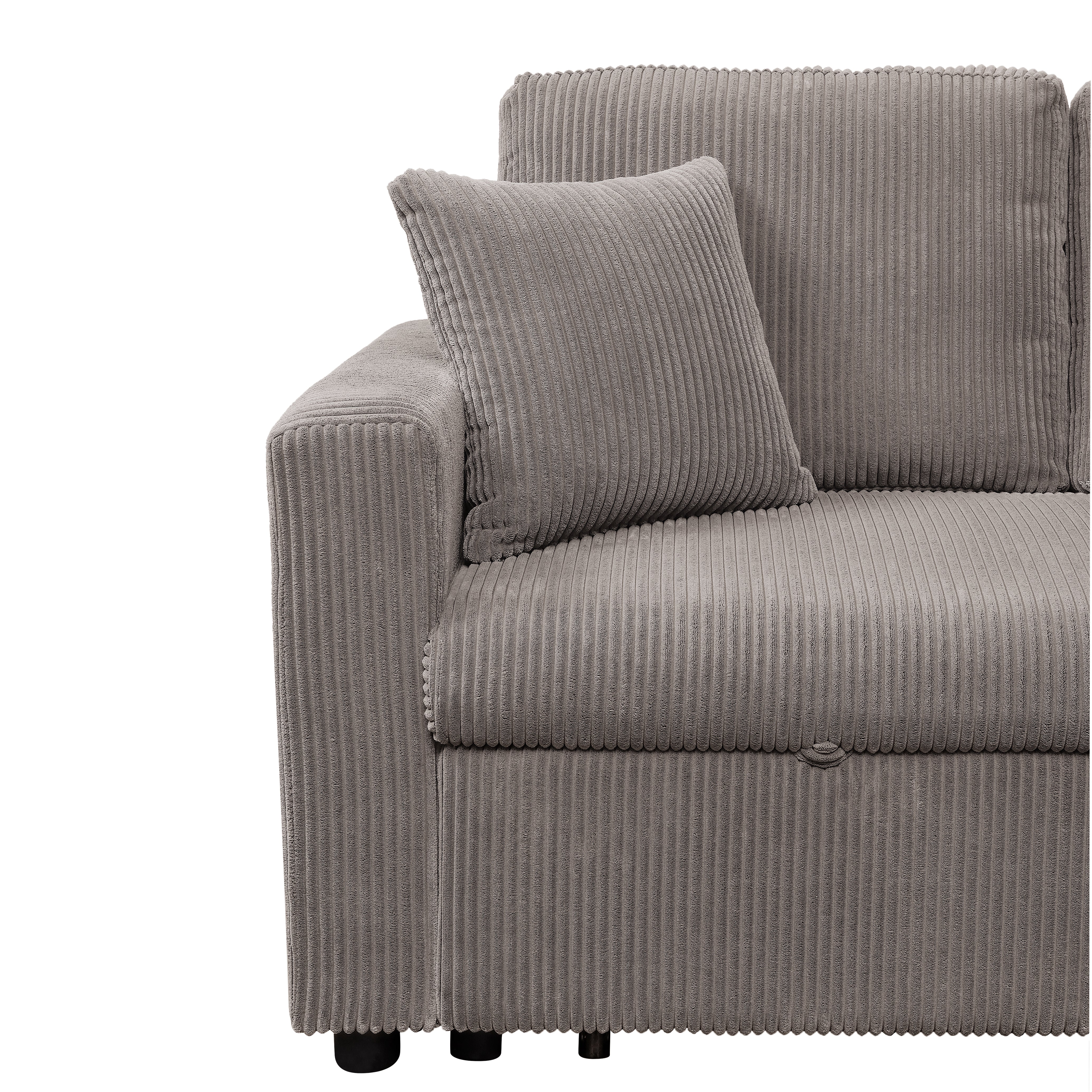 Corduroy Fabric Storage Chaise with Wheels