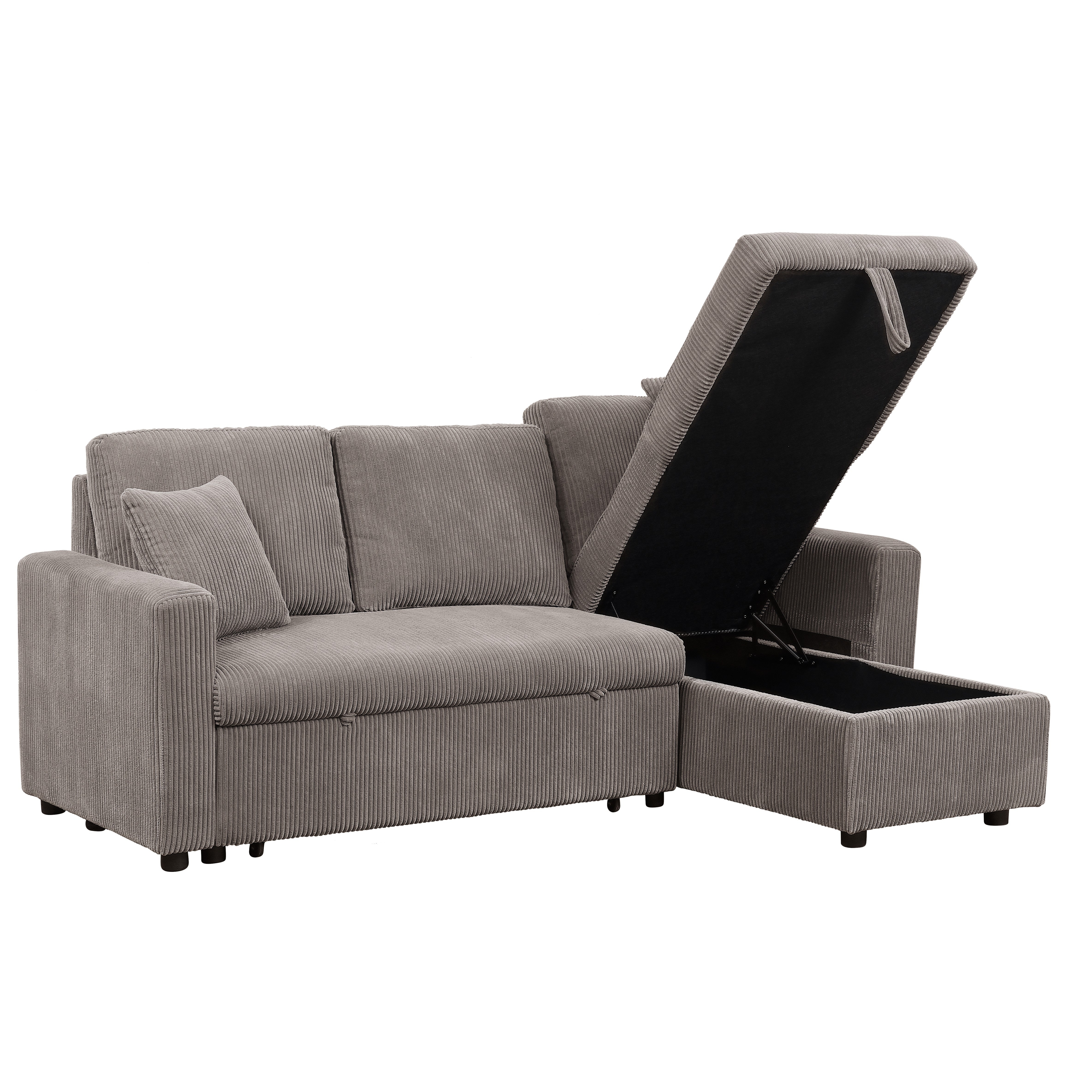 Corduroy Fabric Storage Chaise with Wheels