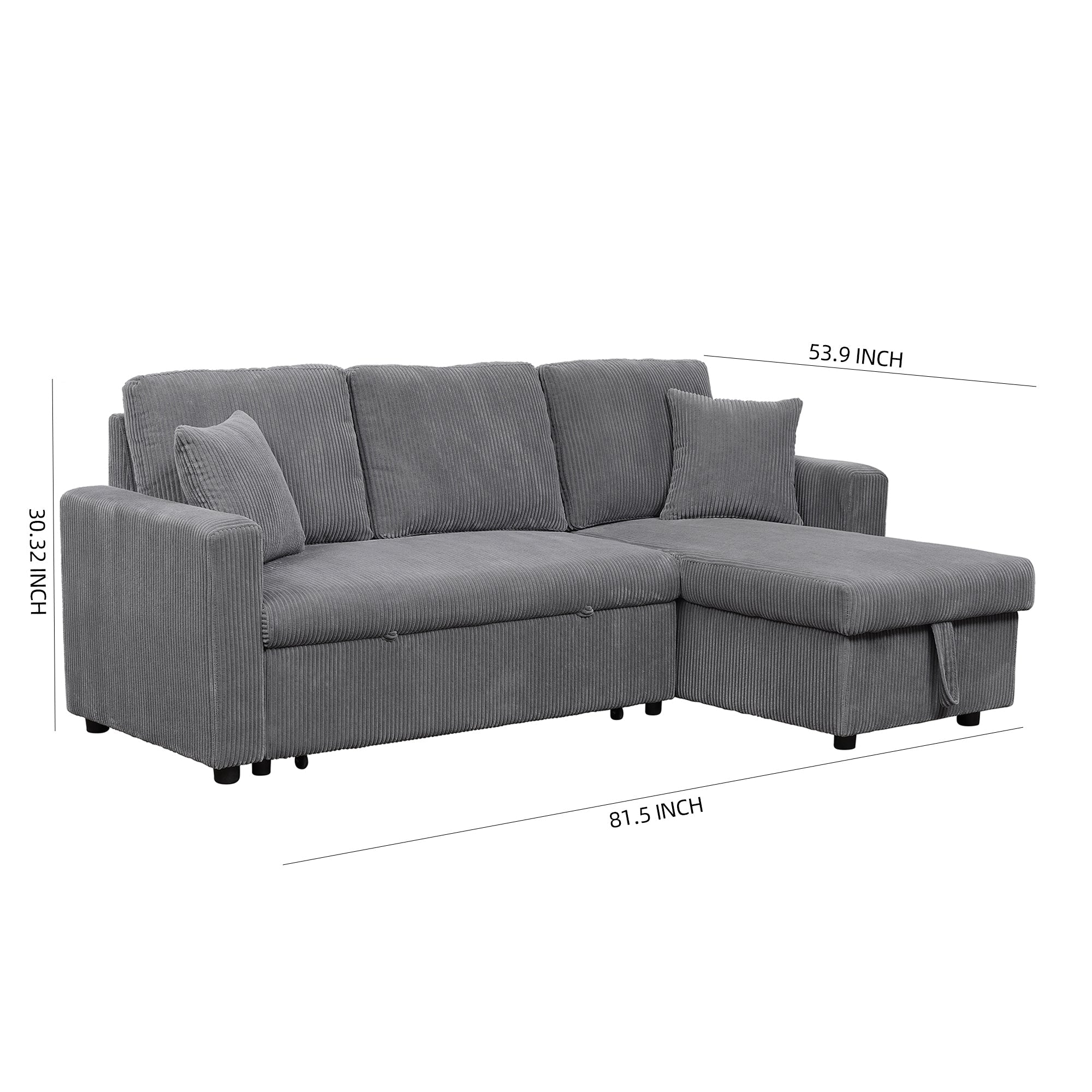 Corduroy Fabric Storage Chaise with Wheels