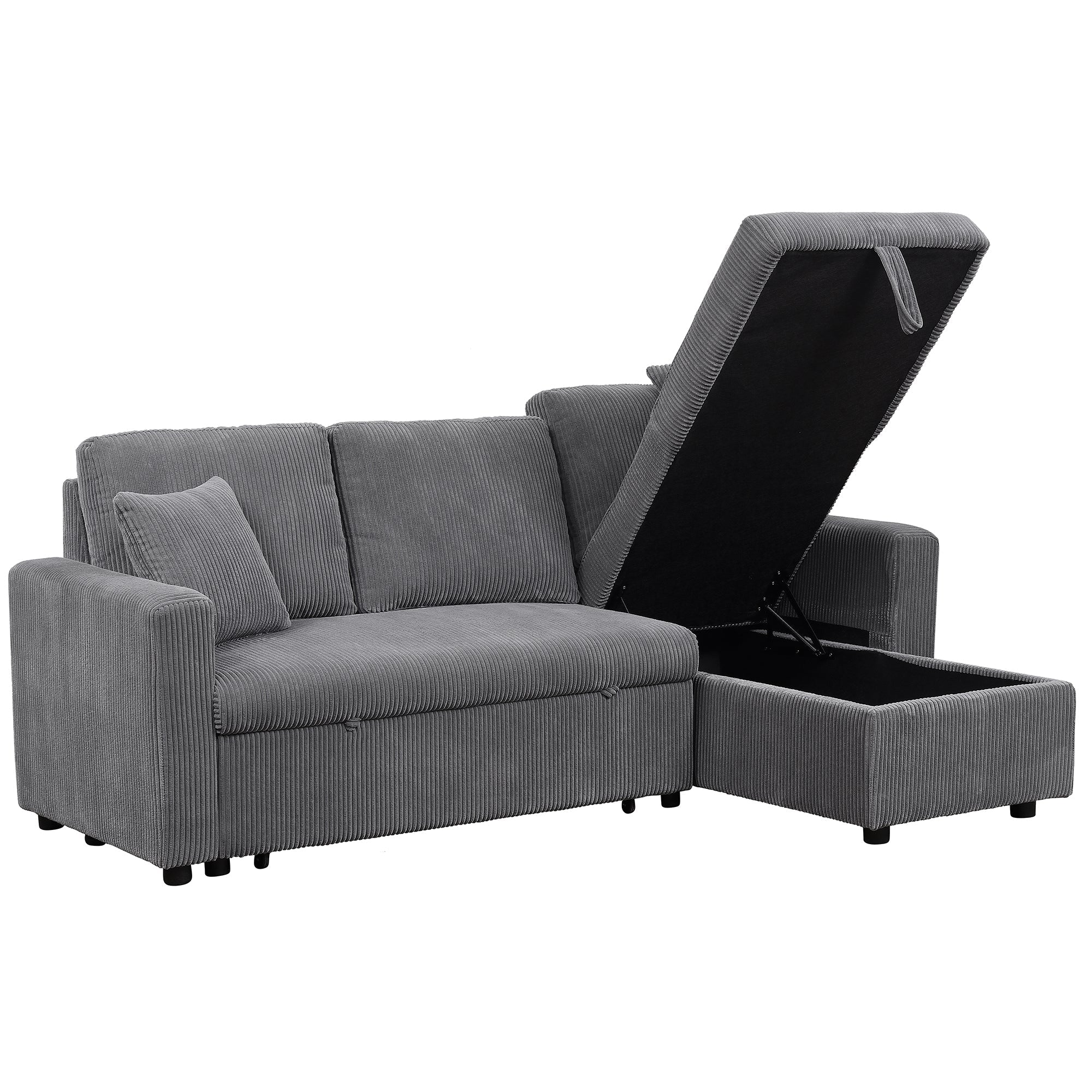 Corduroy Fabric Storage Chaise with Wheels