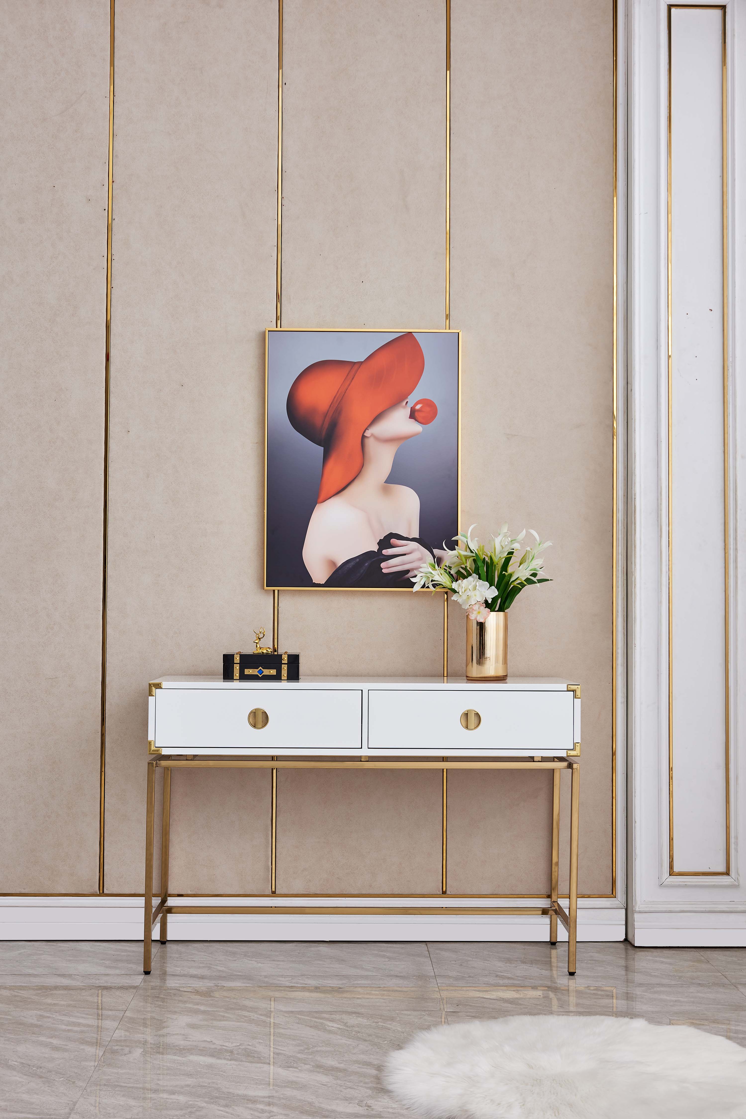 Sleek White MDF Console Table