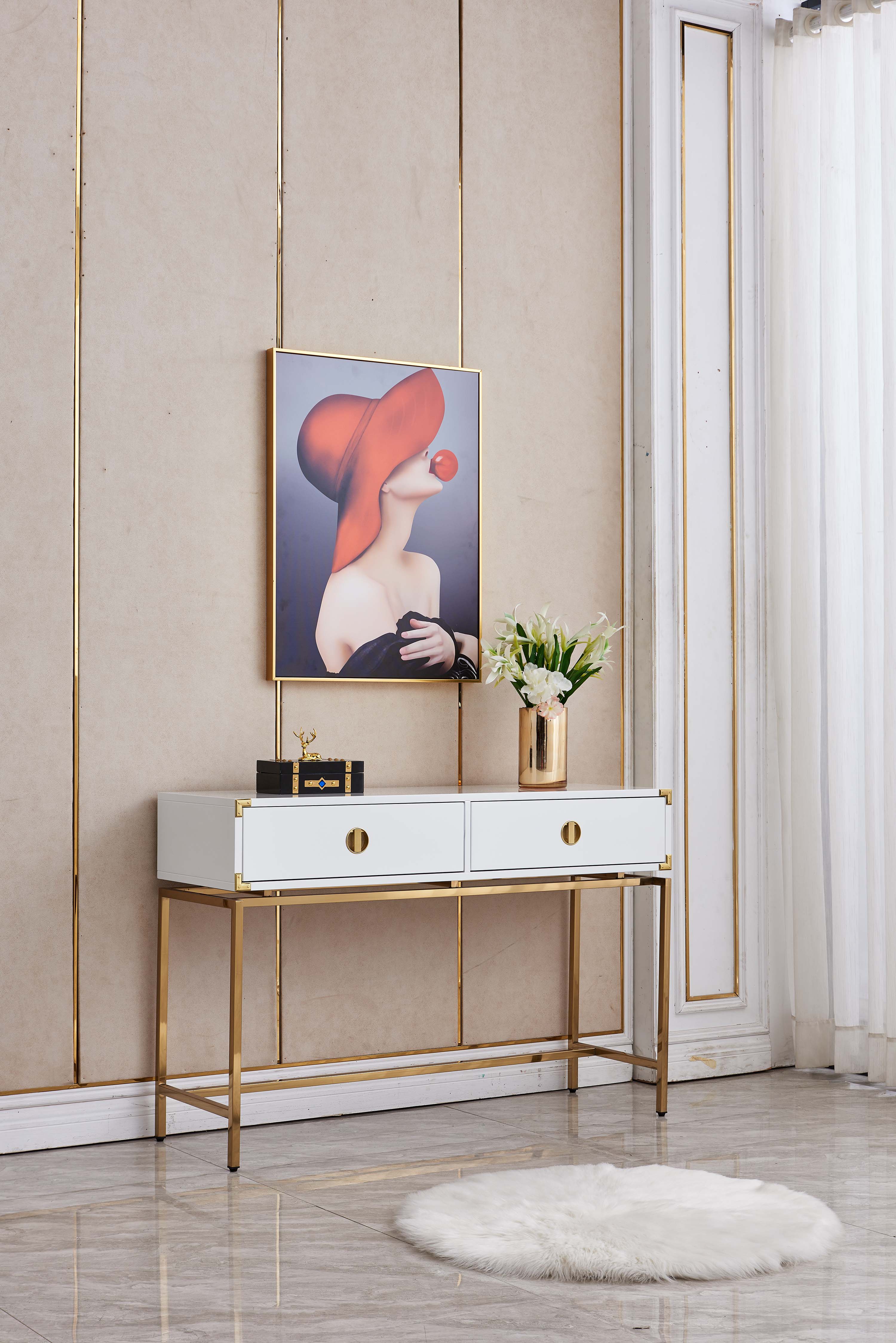 Sleek White MDF Console Table