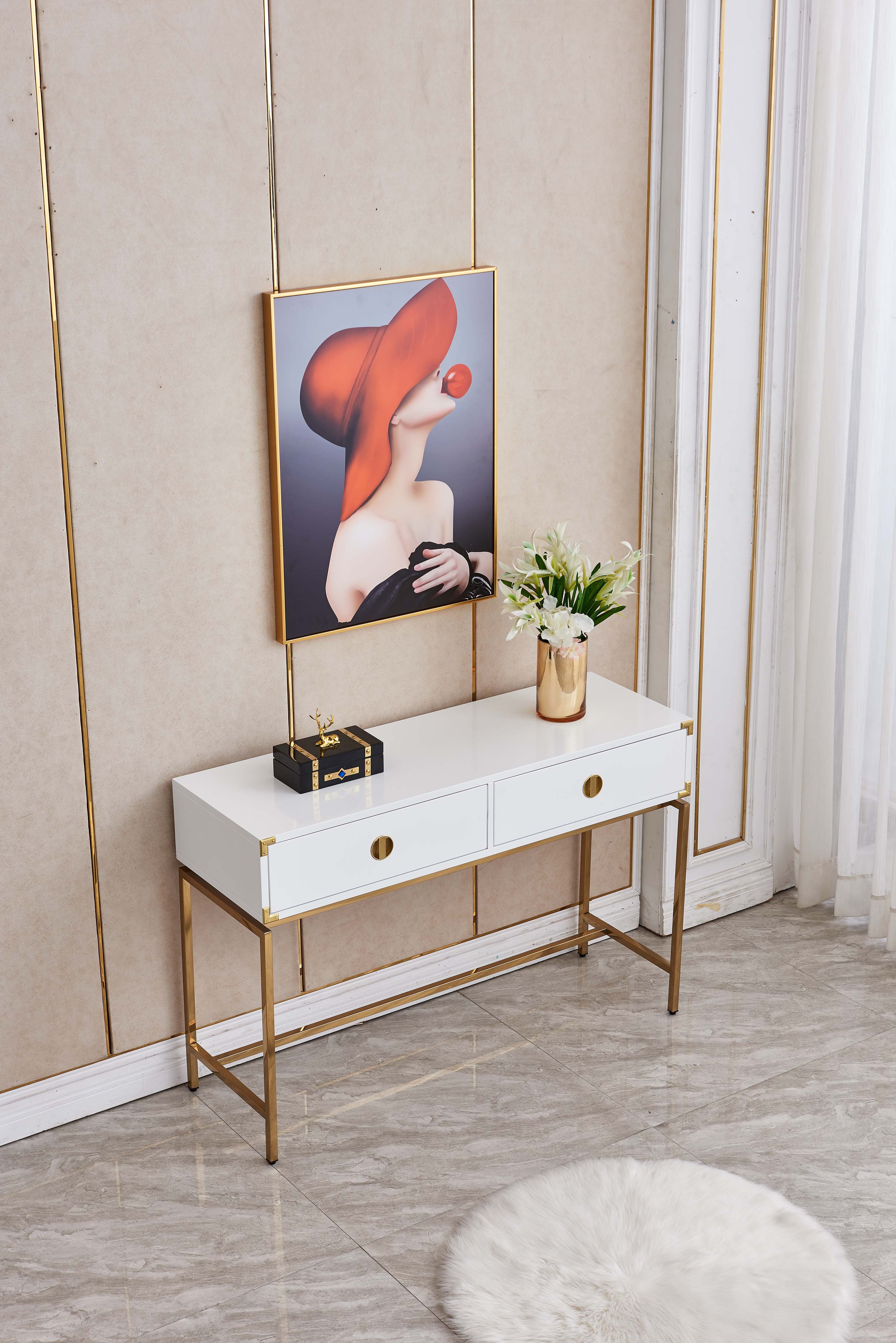 Sleek White MDF Console Table