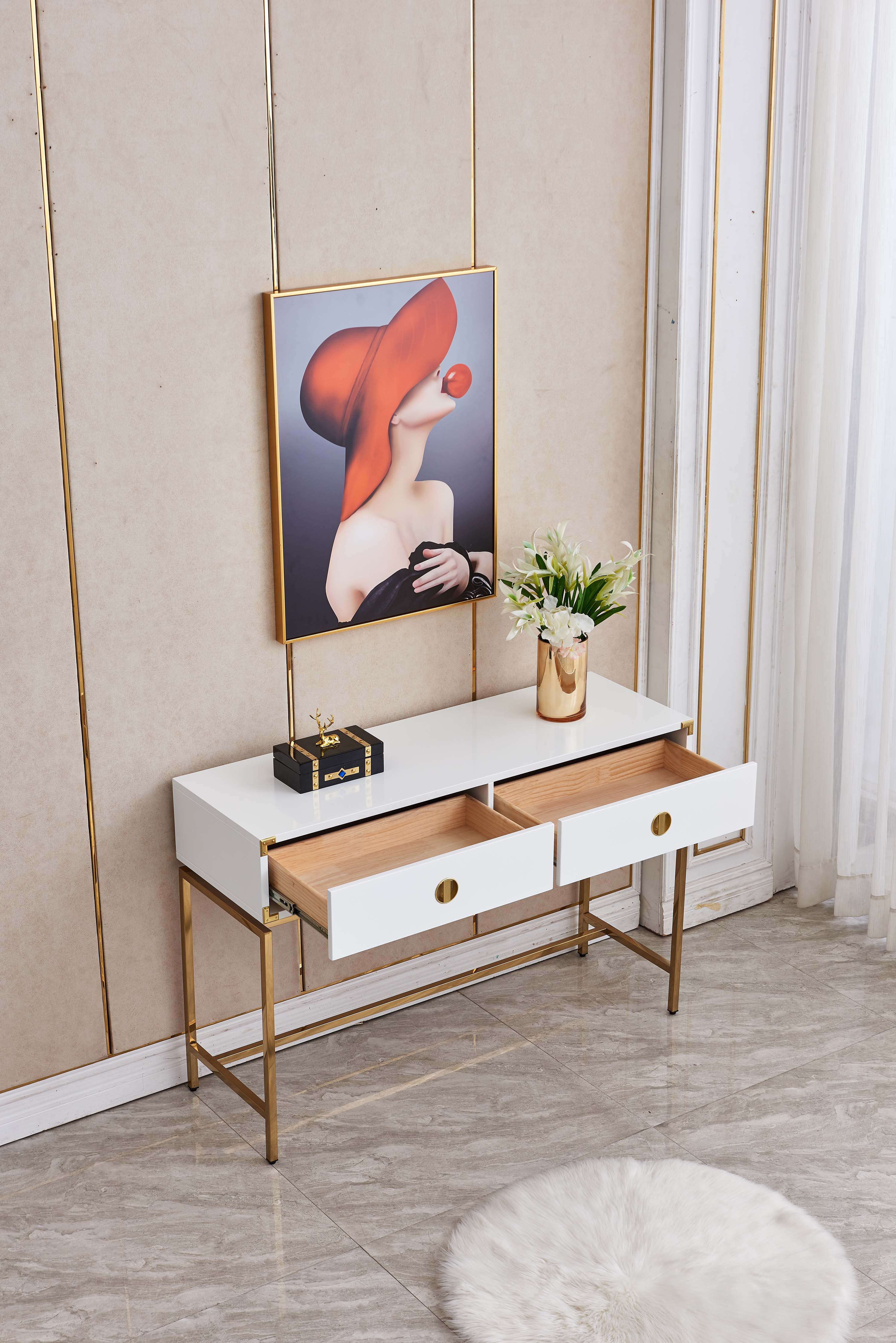 Sleek White MDF Console Table