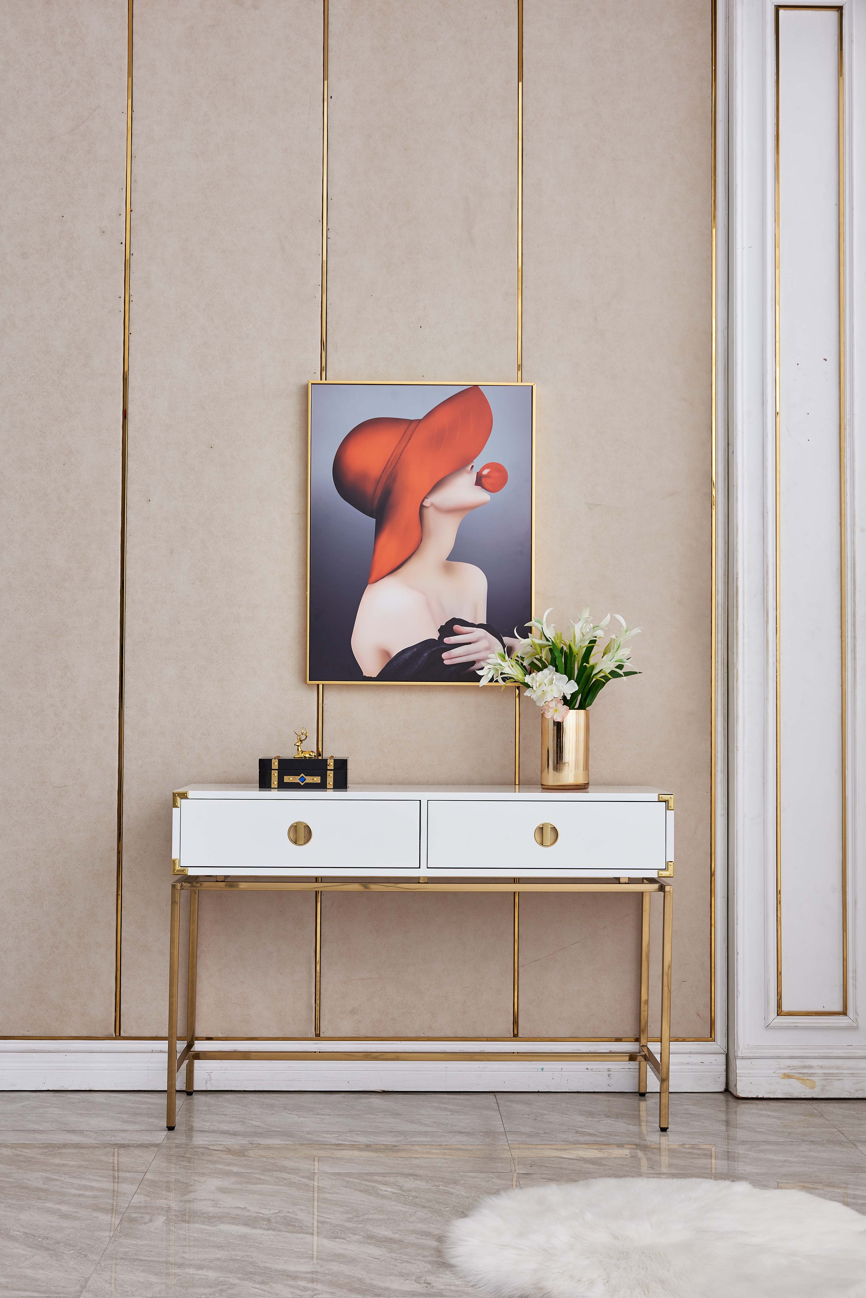 Sleek White MDF Console Table