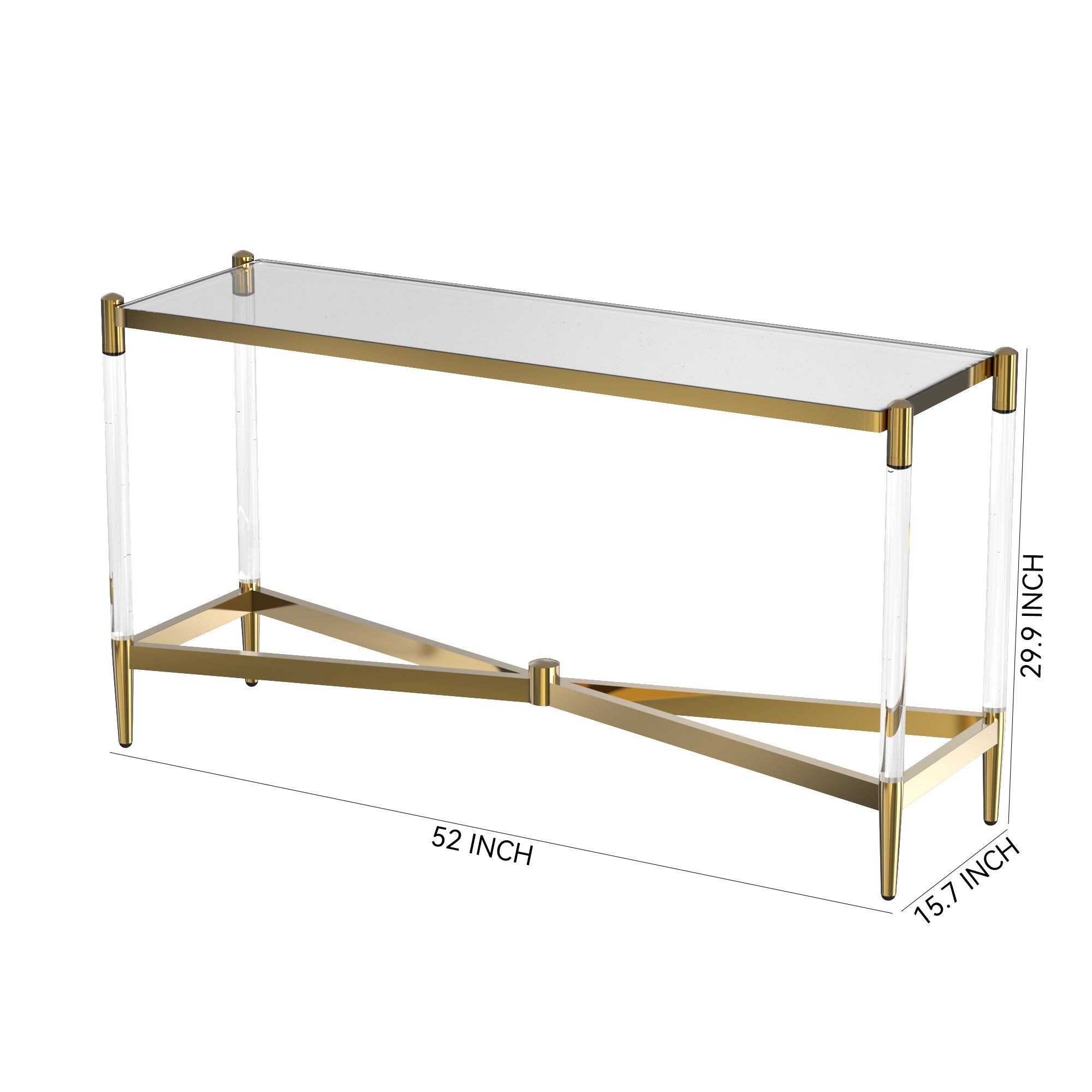 Console Table with Tempered Glass and Gold Finish