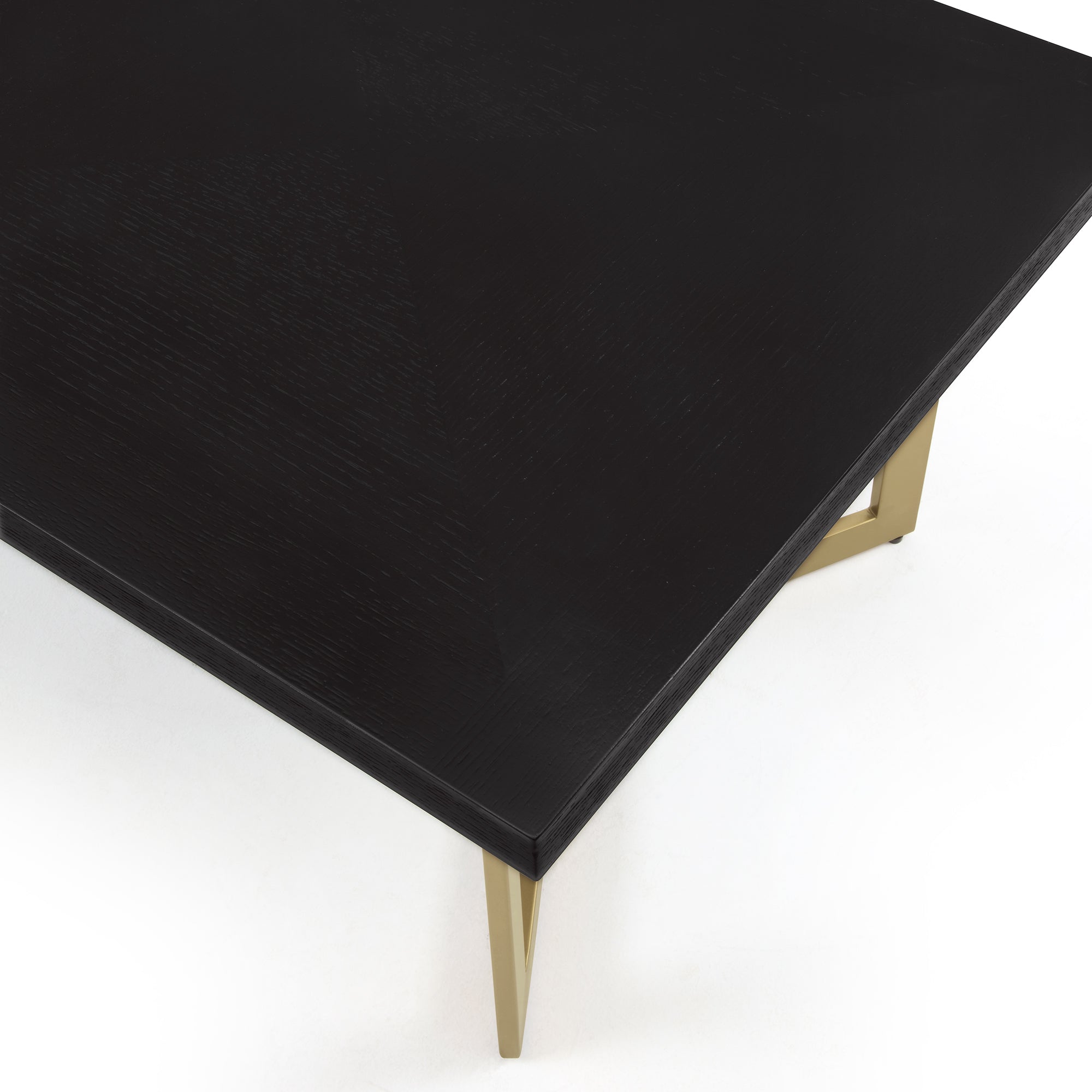 Black Rectangular End Table with Brushed Gold Base