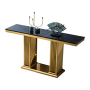 Solid Marble Console Table with Gold Finish Base