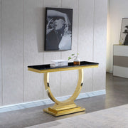 Black Marble Console Table with Gold Finish