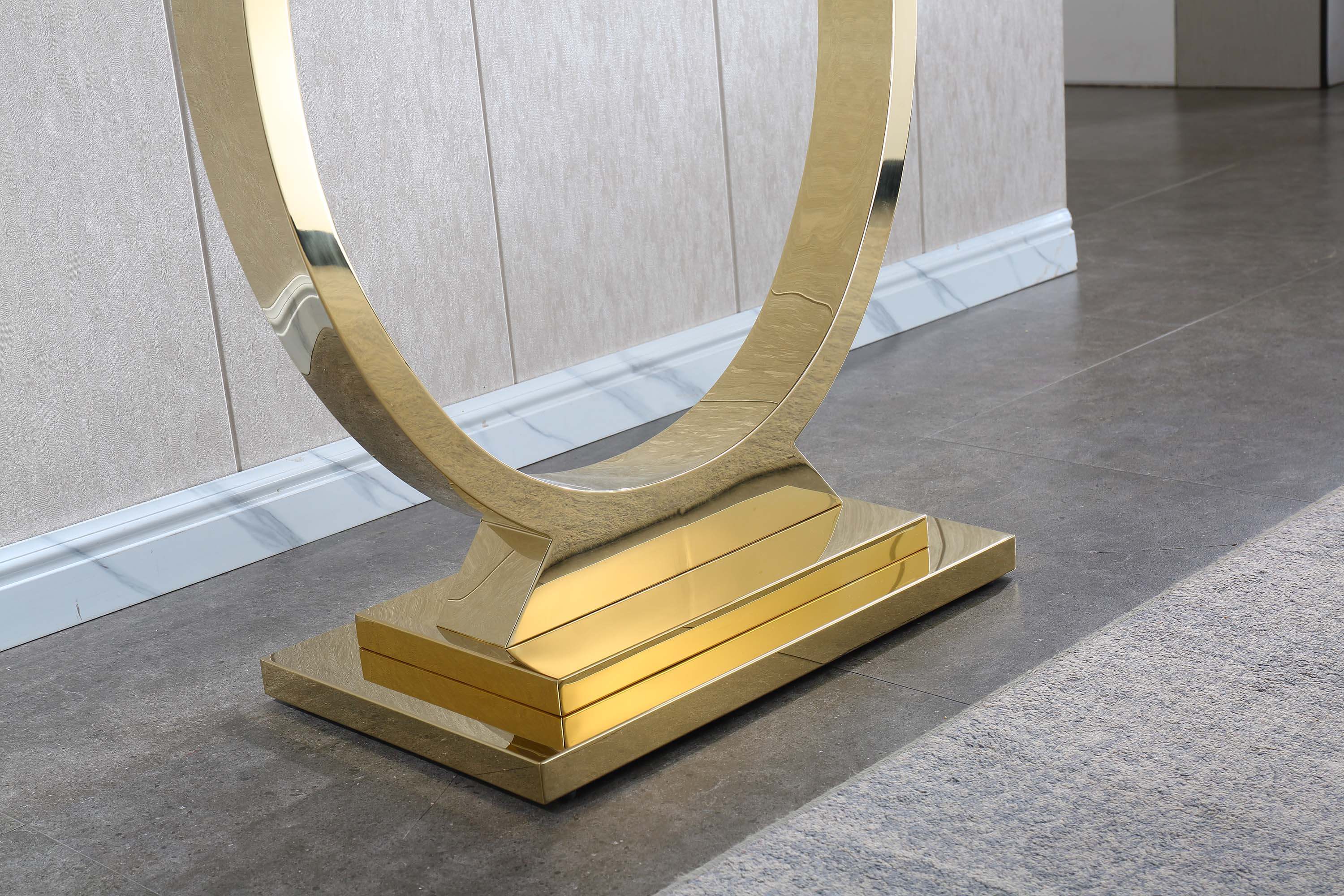 Black Marble Console Table with Gold Finish