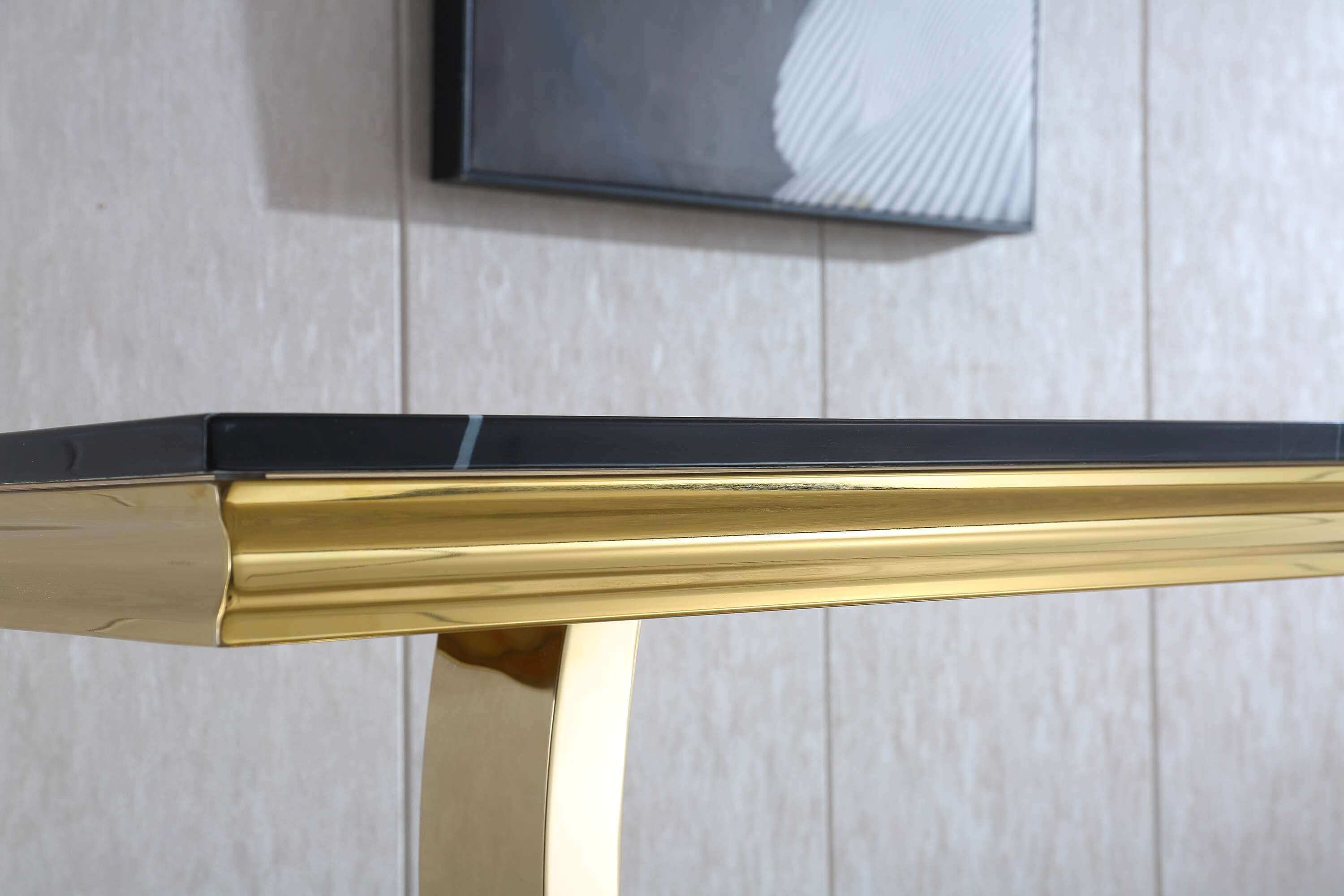 Black Marble Console Table with Gold Finish