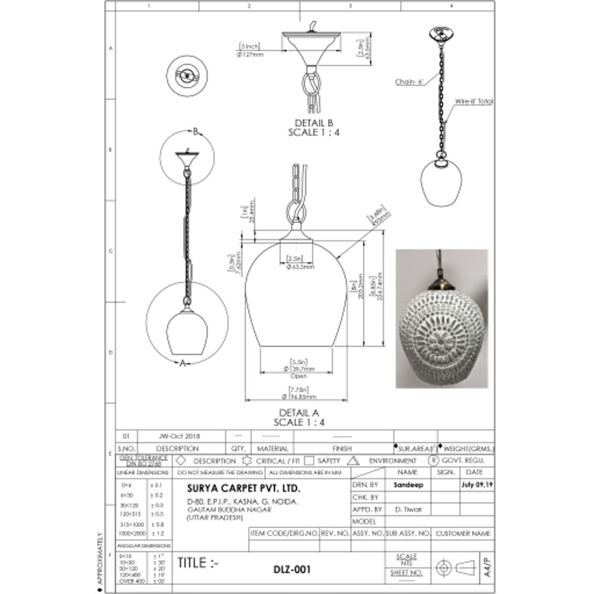 Surya Surya Daleyza Ceiling Light | Meri Furniture