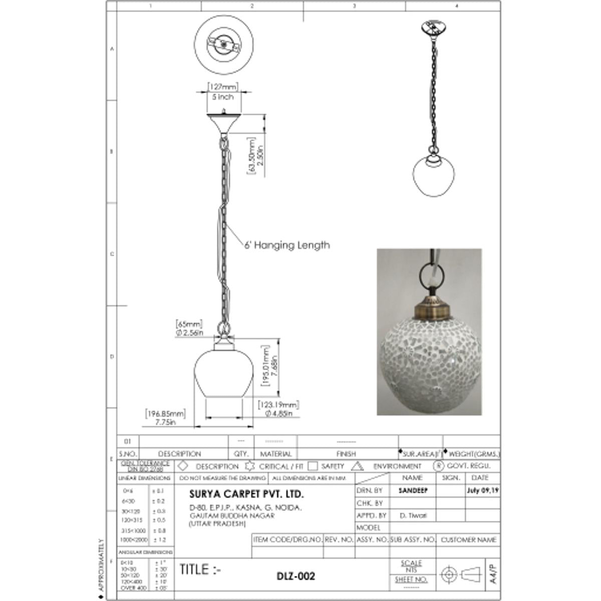 Surya Surya Daleyza Ceiling Light | Meri Furniture
