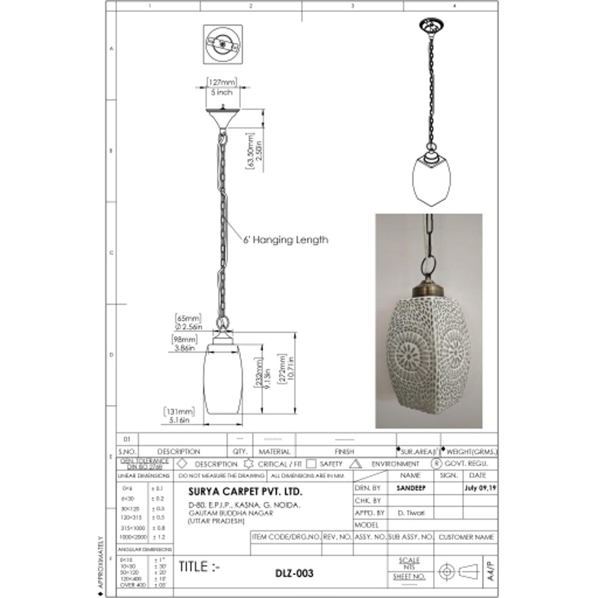 Surya Surya Daleyza Ceiling Light | Meri Furniture