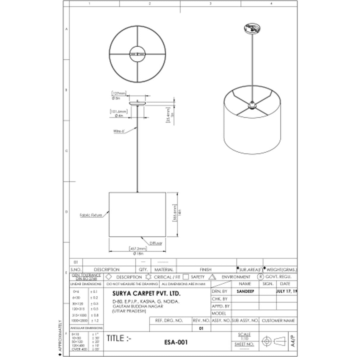 Surya Surya Elisa Ceiling Light | Meri Furniture