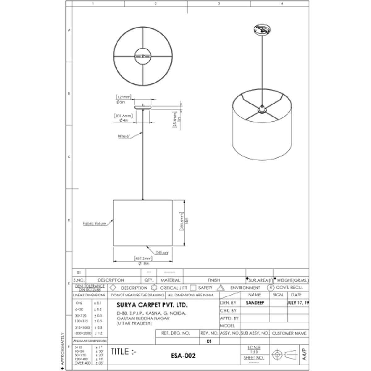 Surya Surya Elisa Ceiling Light | Meri Furniture