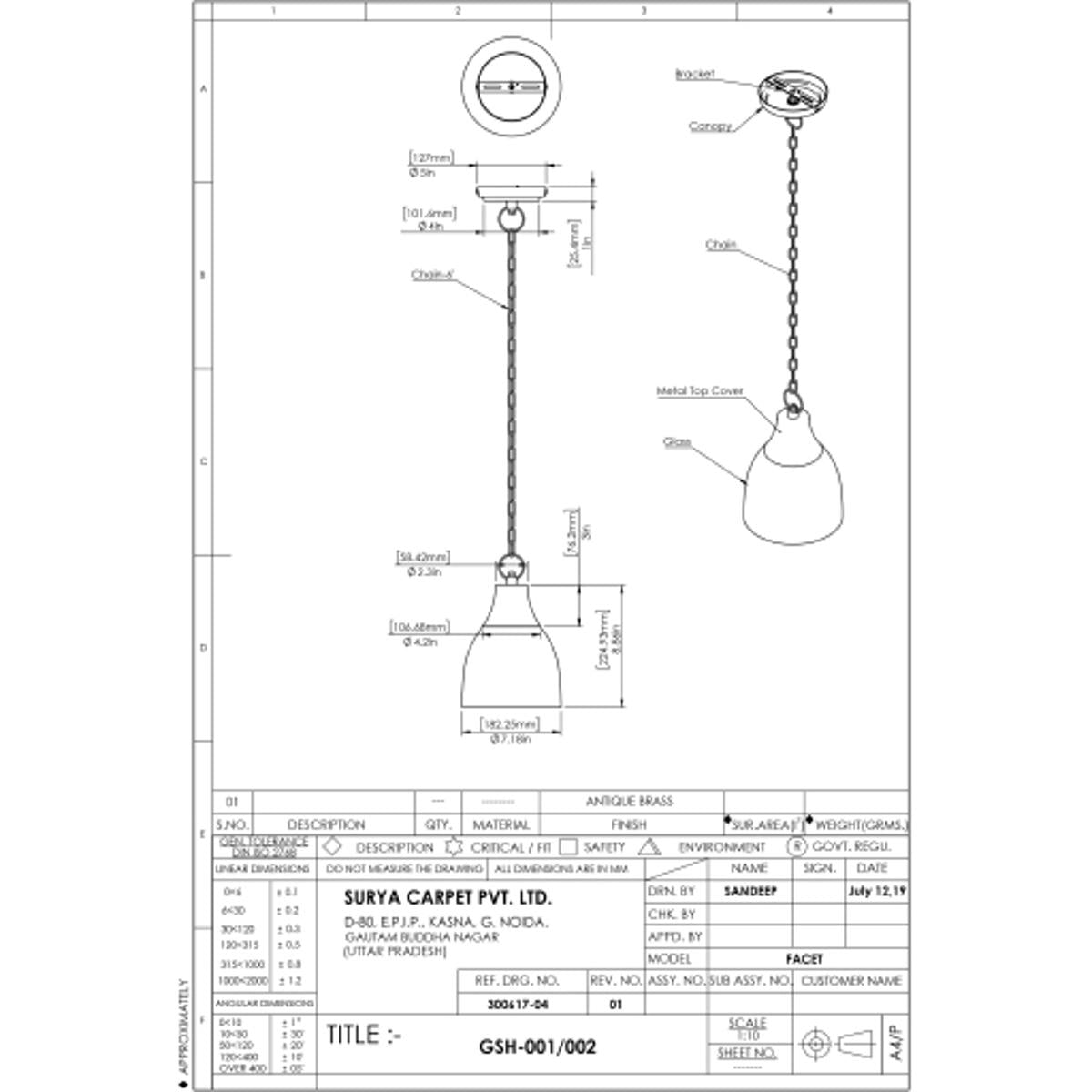 Surya Surya Glasshouse Ceiling Light | Meri Furniture