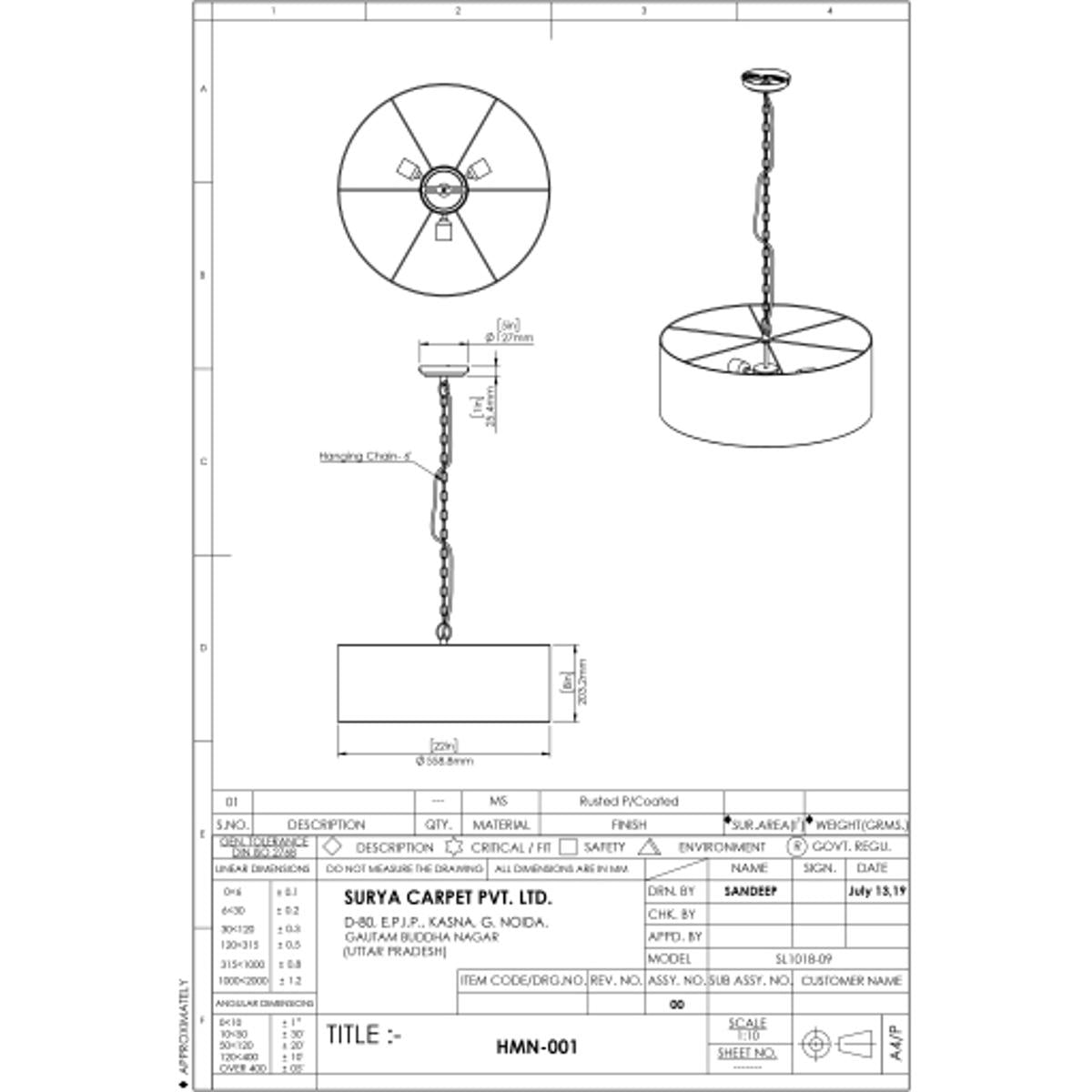 Surya Surya Holloman Ceiling Light | Meri Furniture