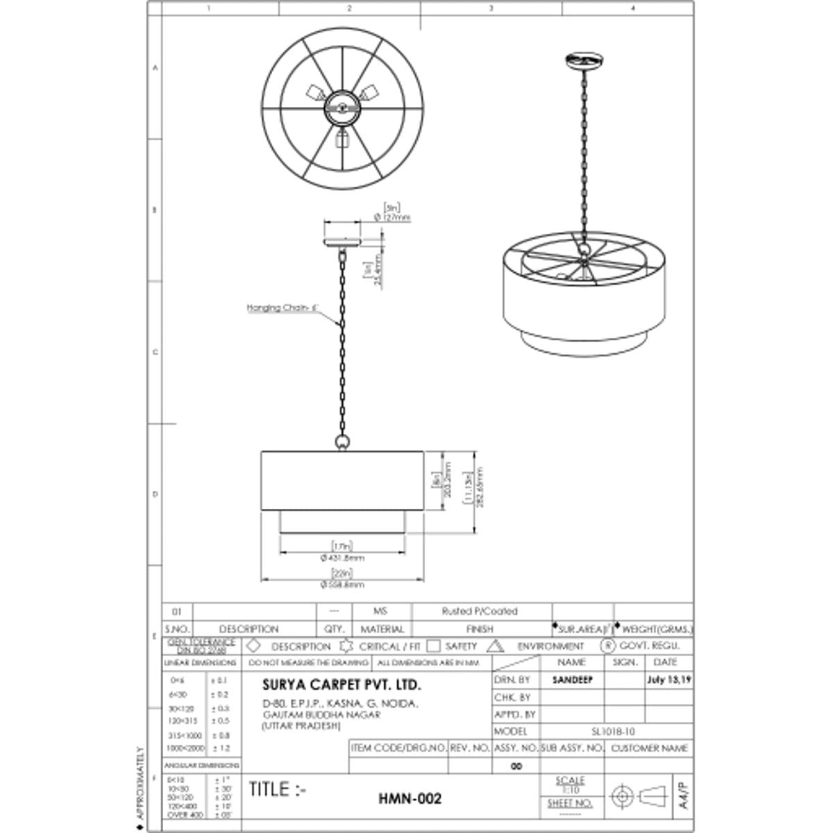 Surya Surya Holloman Ceiling Light | Meri Furniture