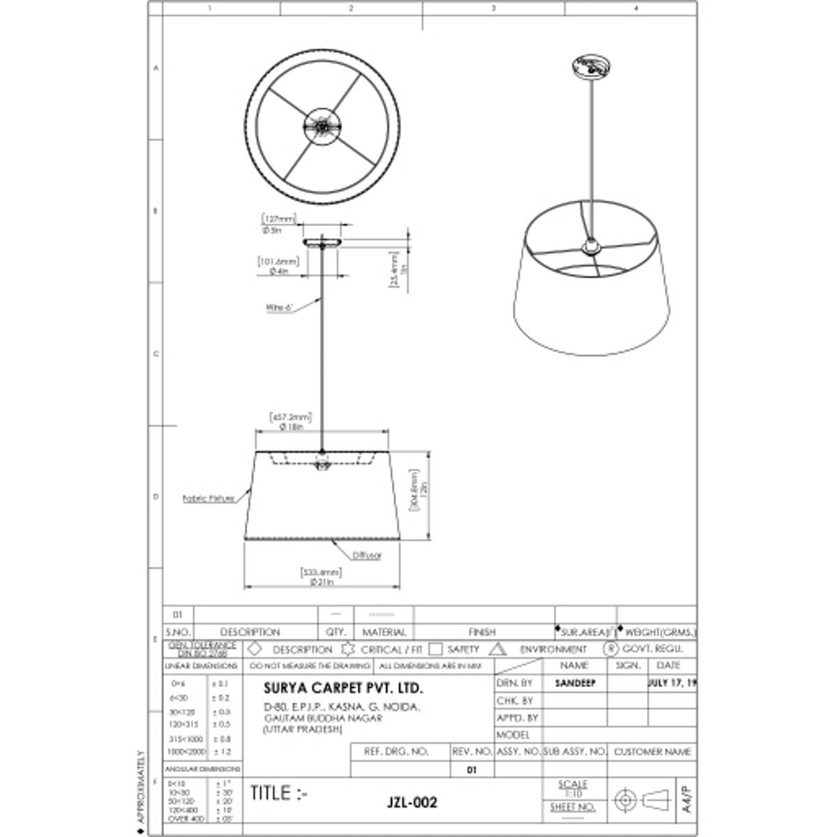 Surya Surya Jazlyn Ceiling Light | Meri Furniture