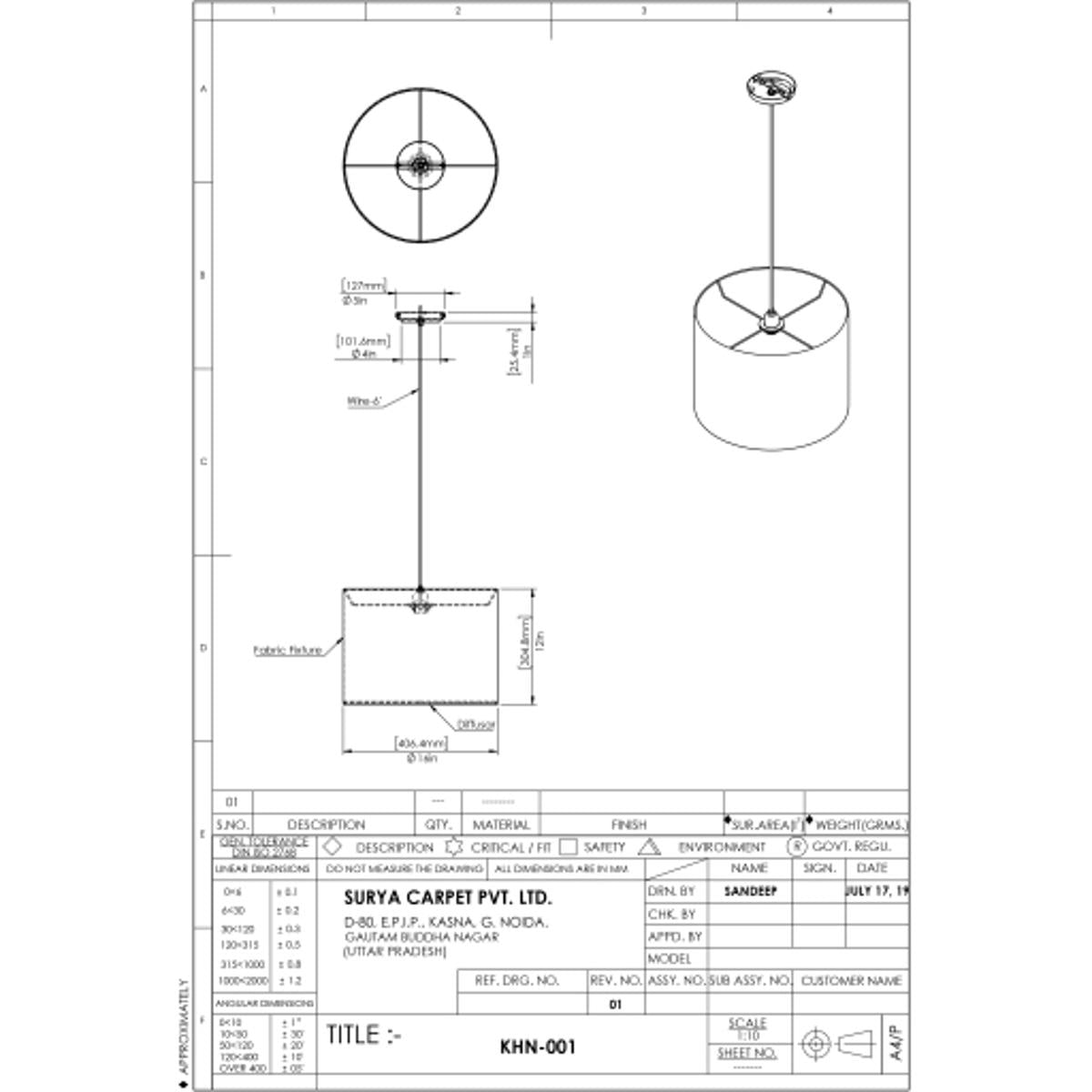 Surya Surya Kohen Ceiling Light | Meri Furniture