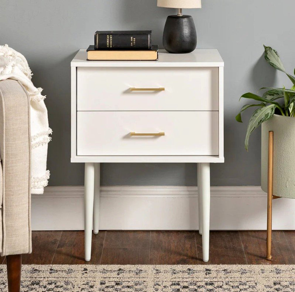 Olivia Modern Nightstand - White
