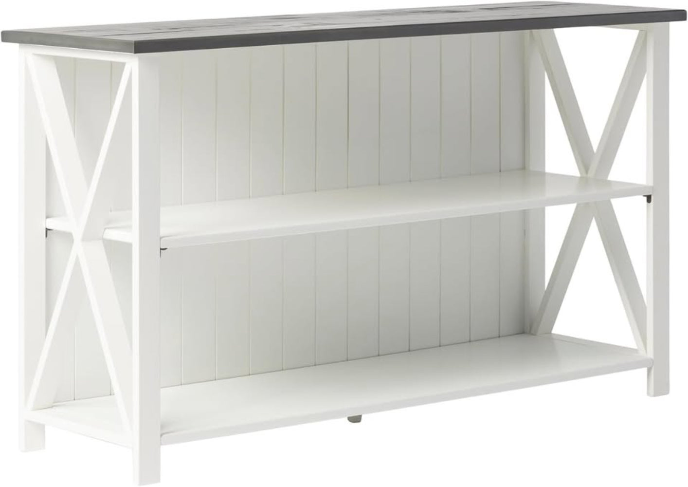 Lucas 52" Solid Wood Farmhouse Storage Console - White/Grey