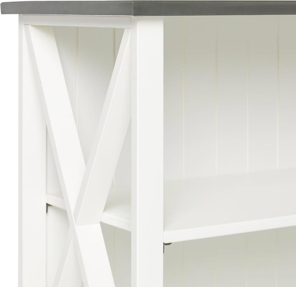 Lucas 52" Solid Wood Farmhouse Storage Console - White/Grey