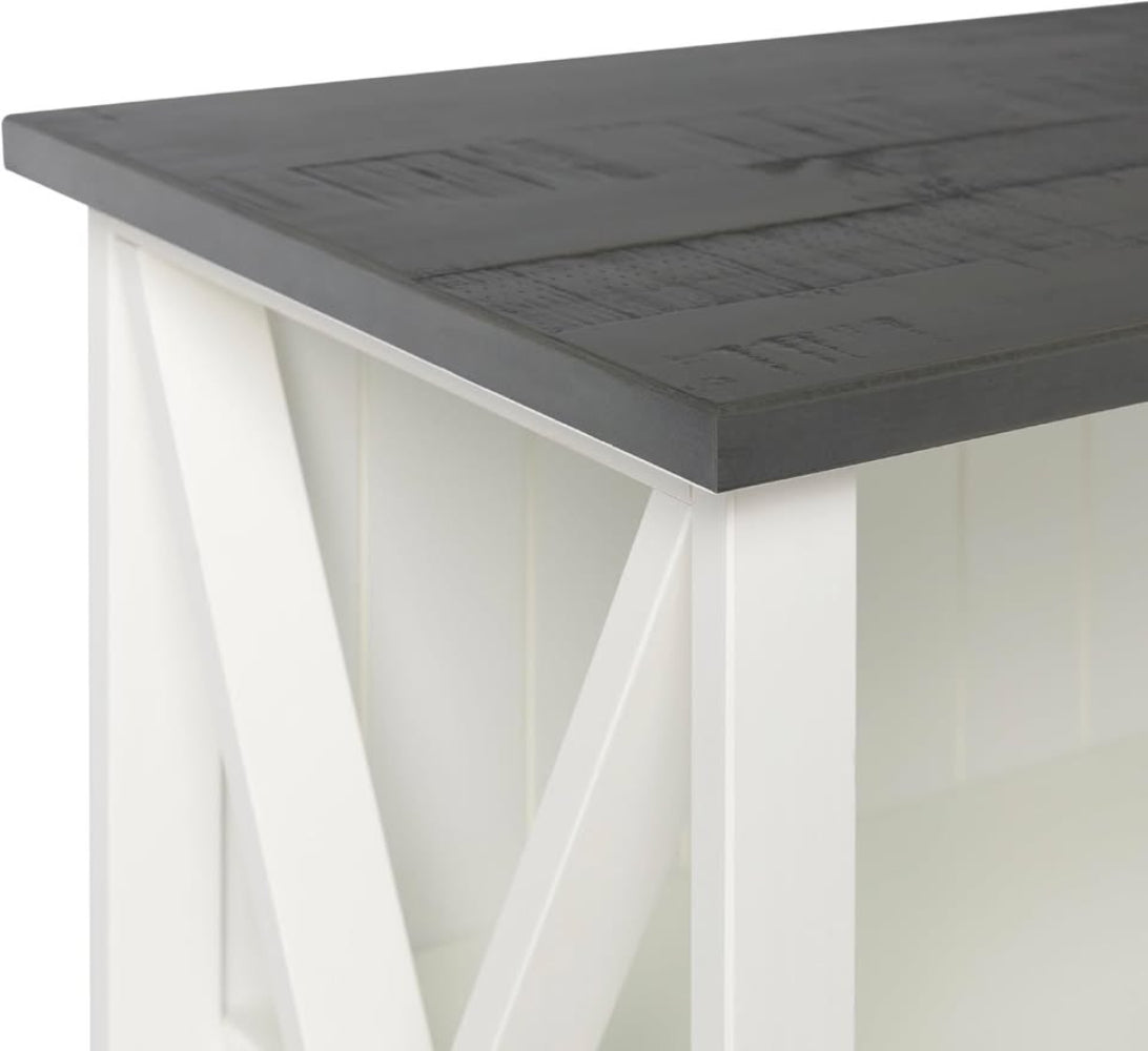 Lucas 52" Solid Wood Farmhouse Storage Console - White/Grey