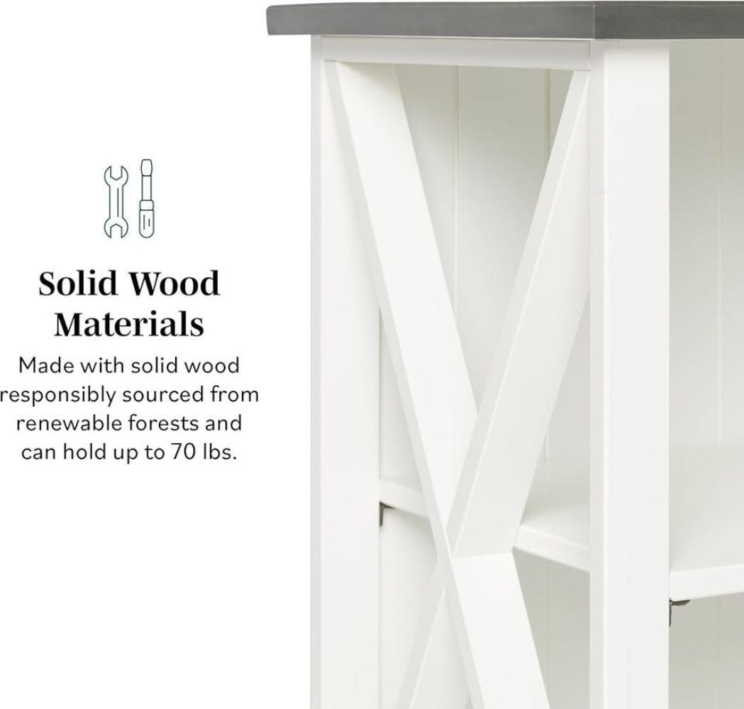 Lucas 52" Solid Wood Farmhouse Storage Console - White/Grey