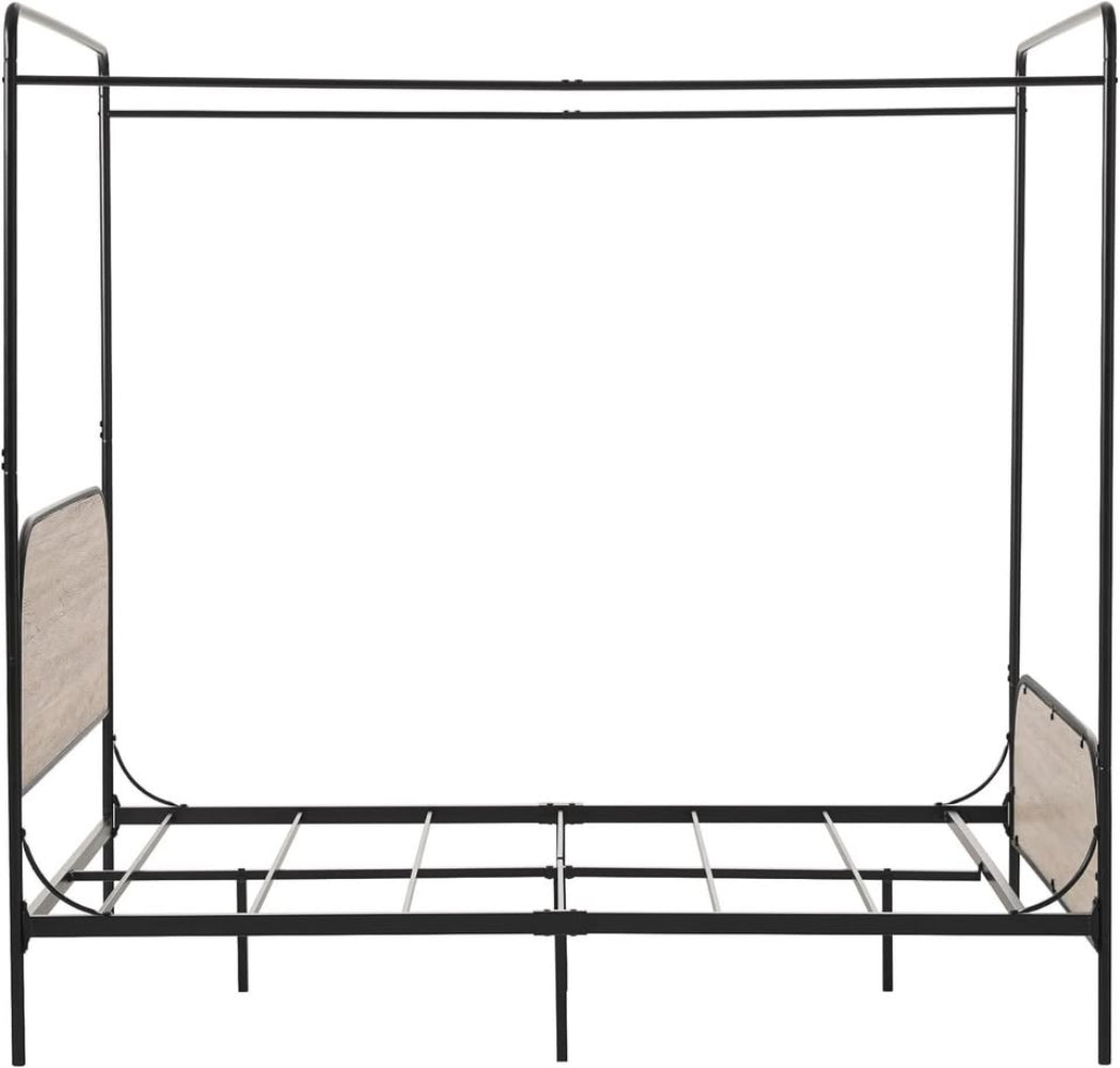 Industrial Bent Metal Queen Canopy Bed - Smoked Oak
