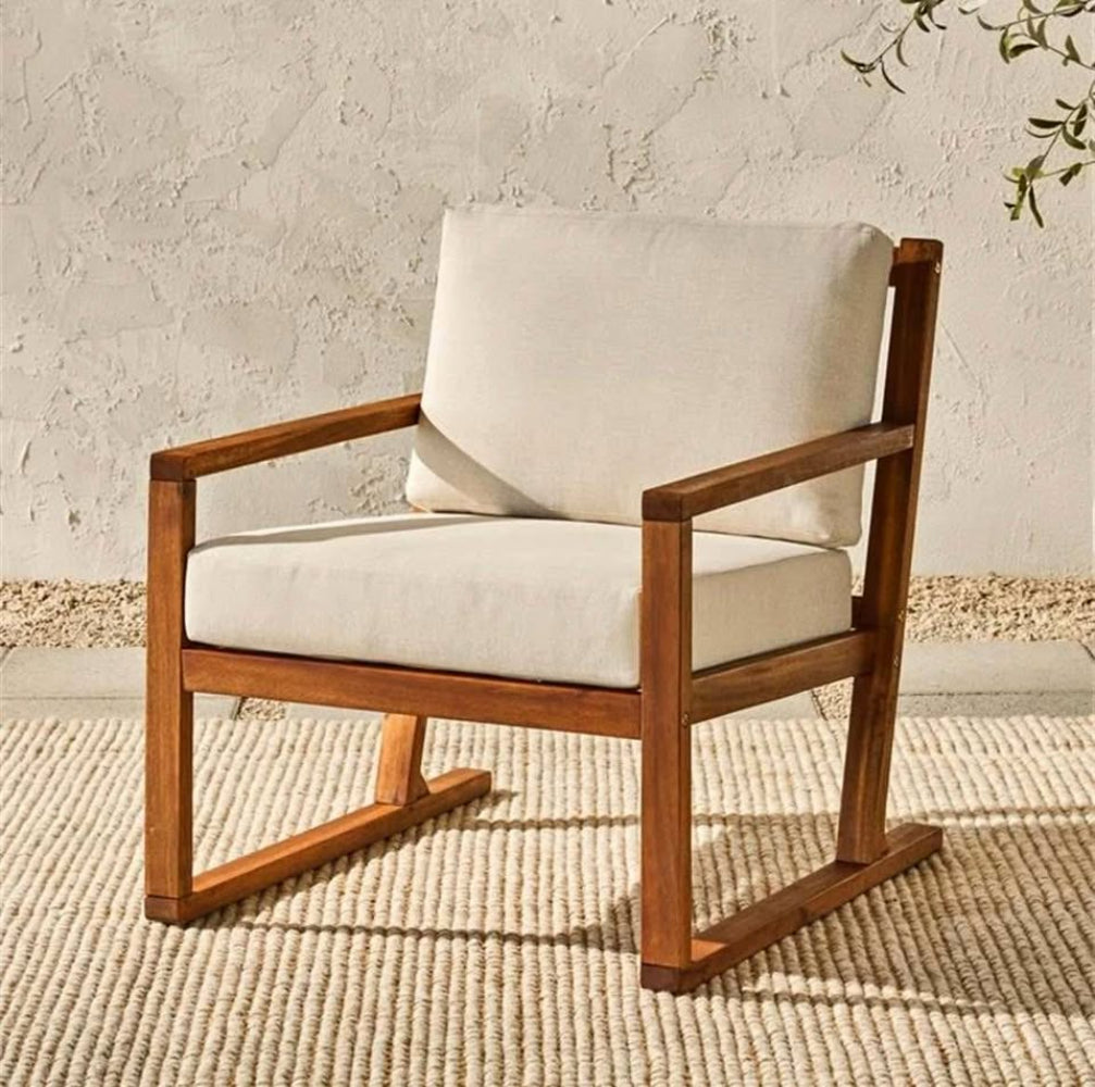 Modern Slat Back Wood Club Chair - Brown