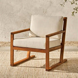 Modern Slat Back Wood Club Chair - Brown