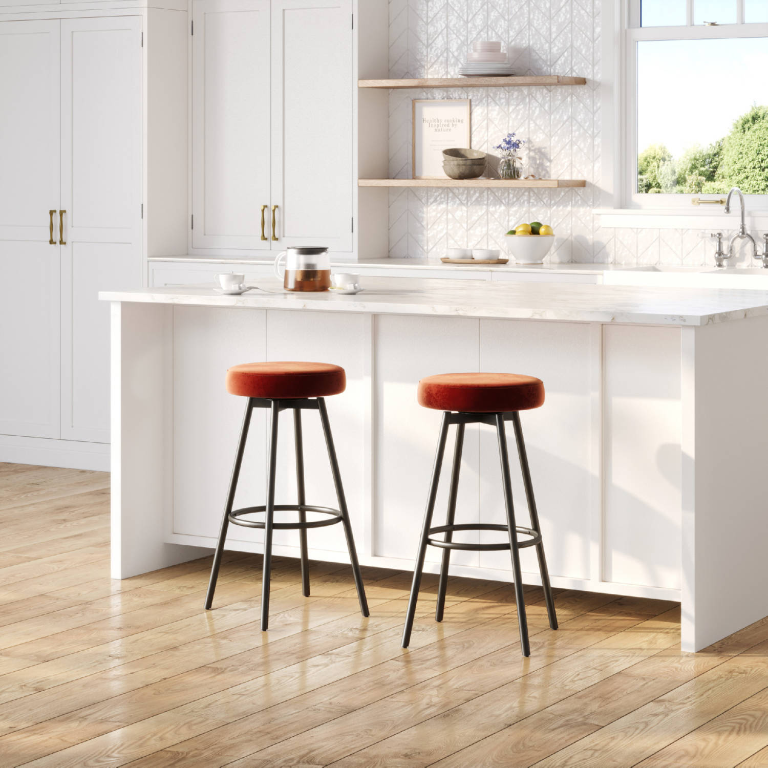 Swivel Seat Glam Bar Stool - 2pk - Rust