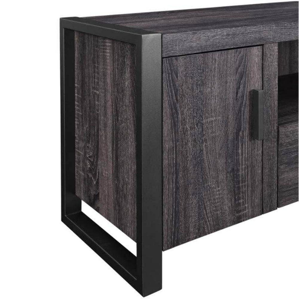 60" Urban Industrial Wood TV Stand - Charcoal