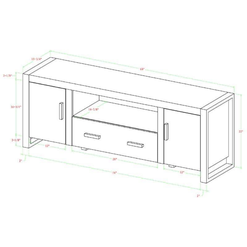 60" Urban Industrial Wood TV Stand - Charcoal