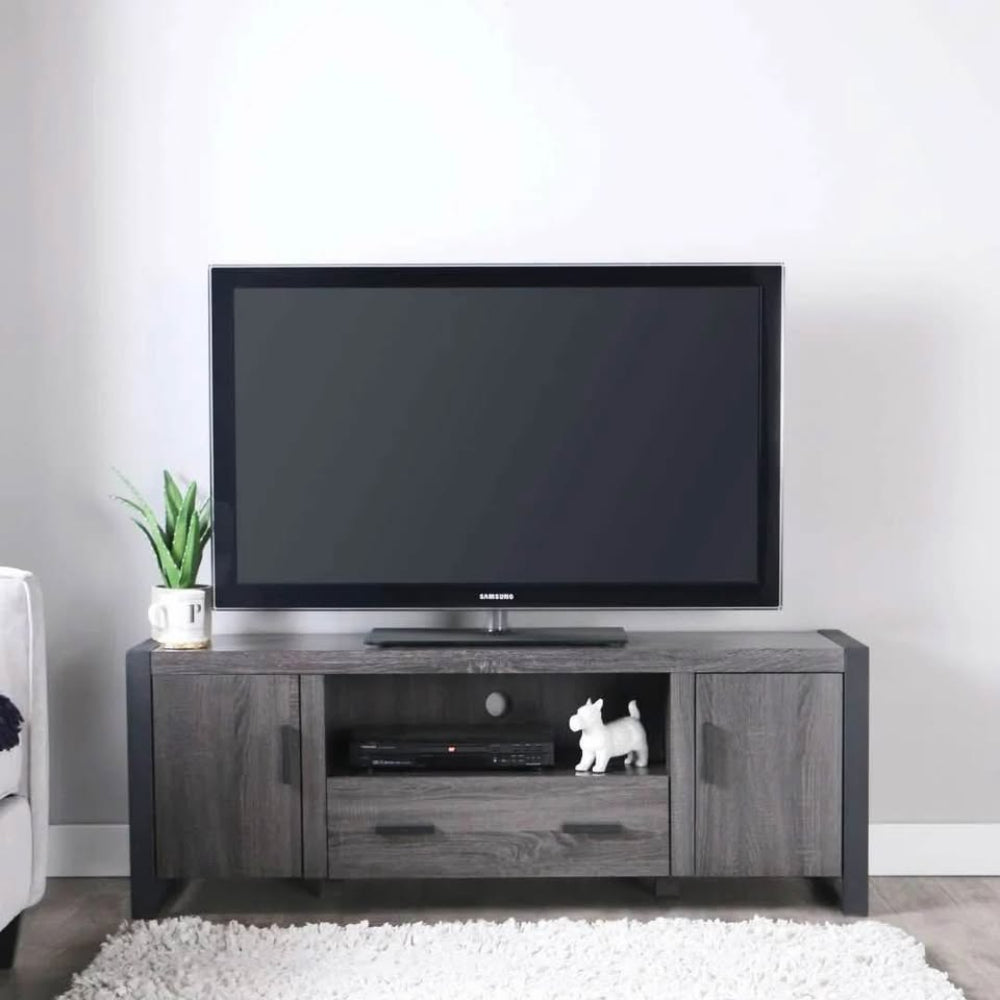 60" Urban Industrial Wood TV Stand - Charcoal