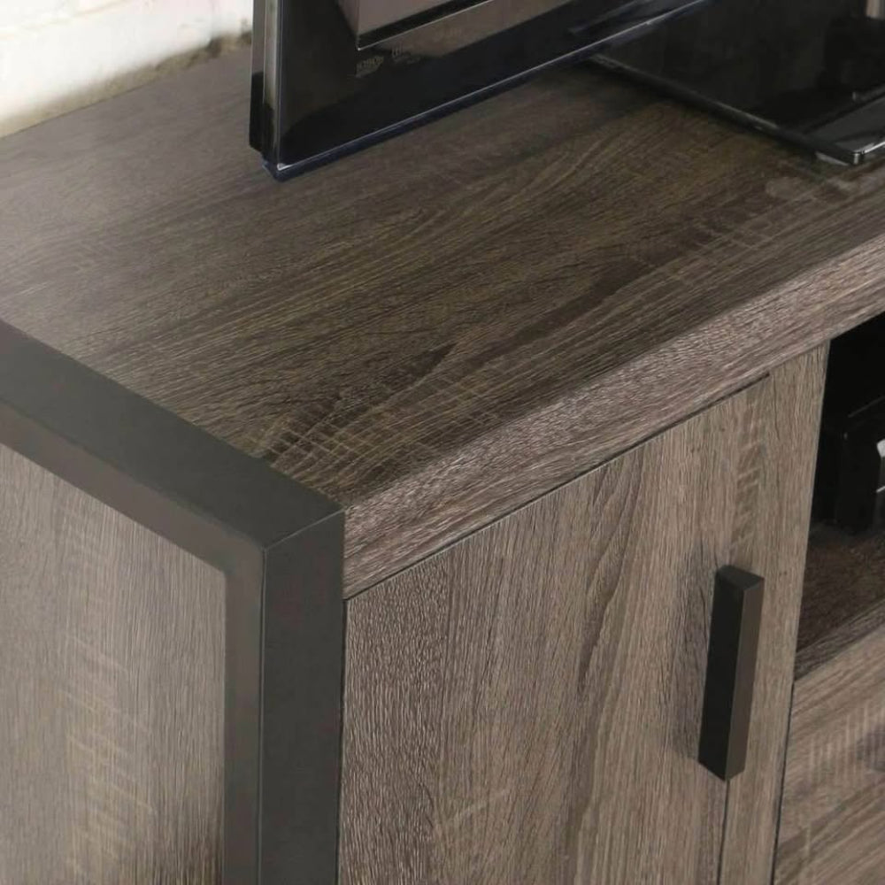 60" Urban Industrial Wood TV Stand - Charcoal