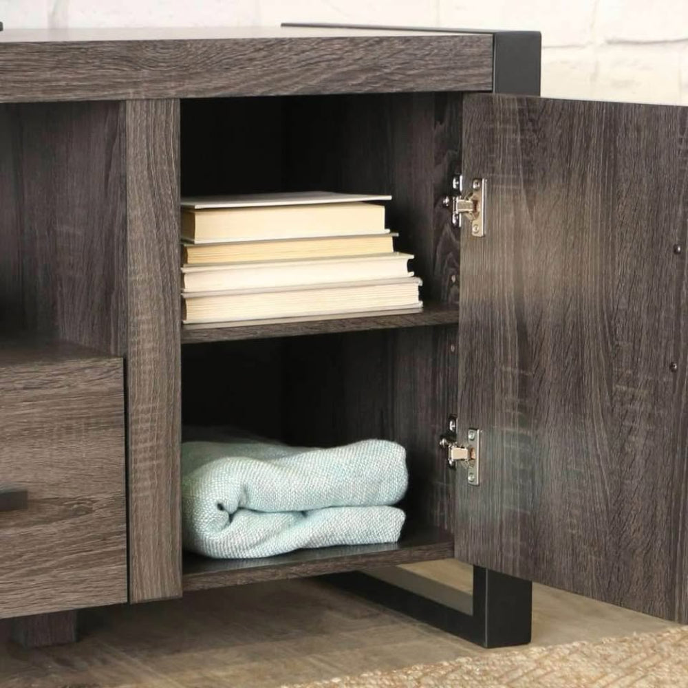 60" Urban Industrial Wood TV Stand - Charcoal