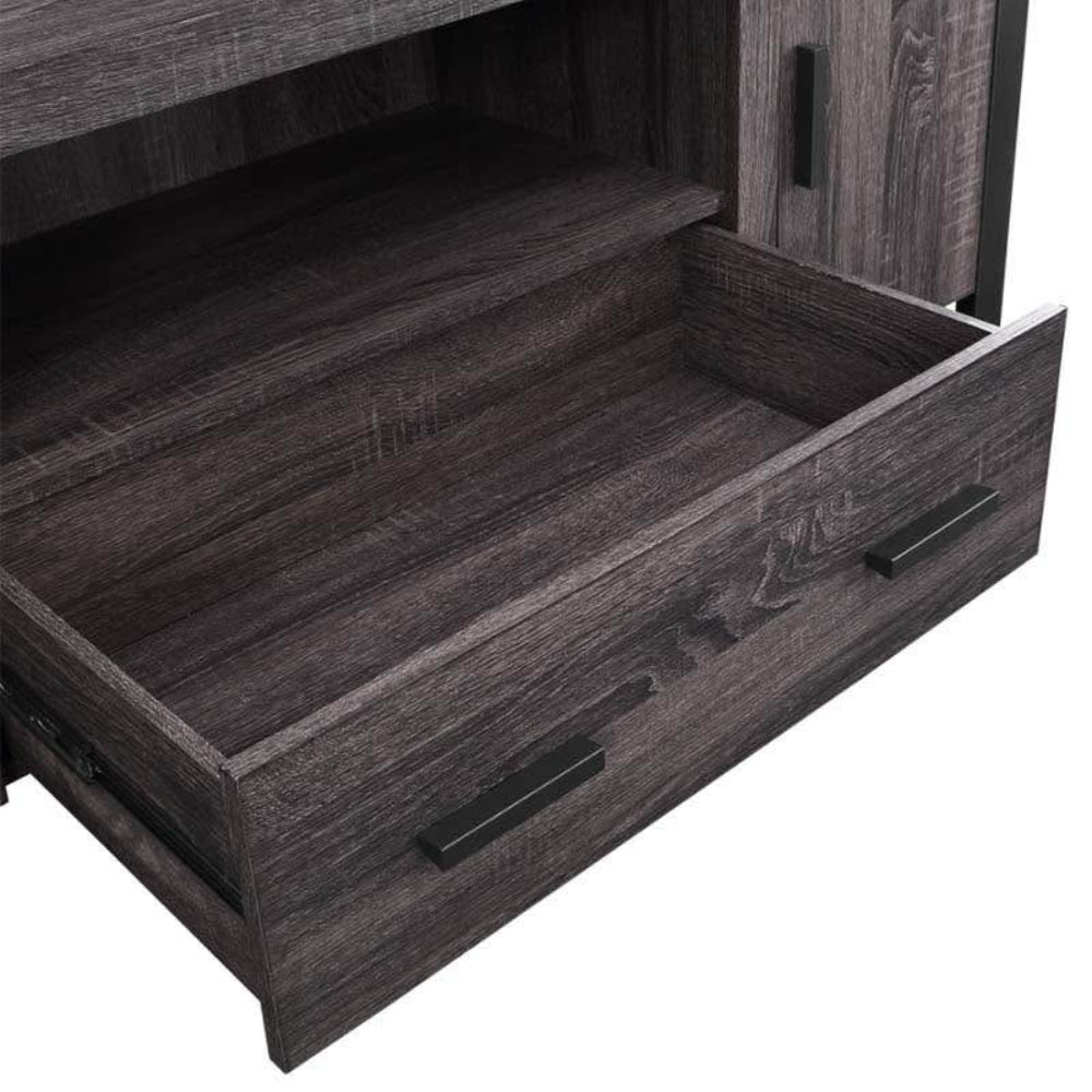 60" Urban Industrial Wood TV Stand - Charcoal