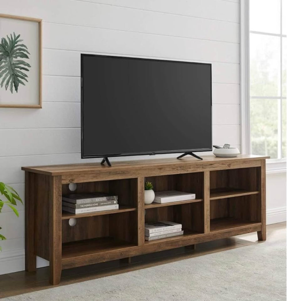Essential 70" Rustic Wood TV Stand - Rustic Oak